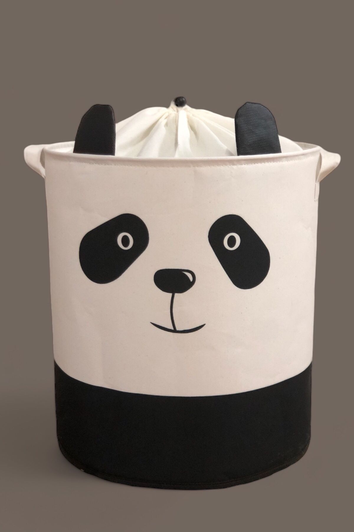PRENDİ HOME Panda Tasarımlı Bebek Çocuk Odası Ağzı Büzgülü Düzenleyici Saklama Kutusu Oyuncak Kirli Sepeti 37x40
