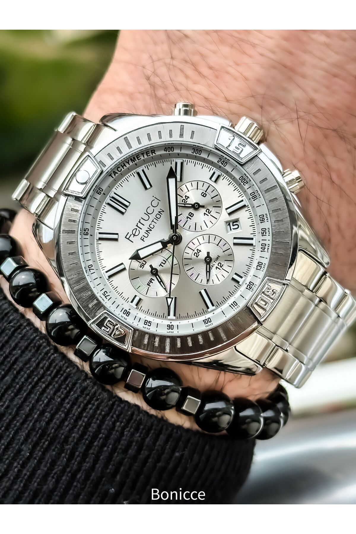Ferrucci Fonksiyonları Aktif Gümüş Erkek Kol Saati + Bileklik Hediyeli
