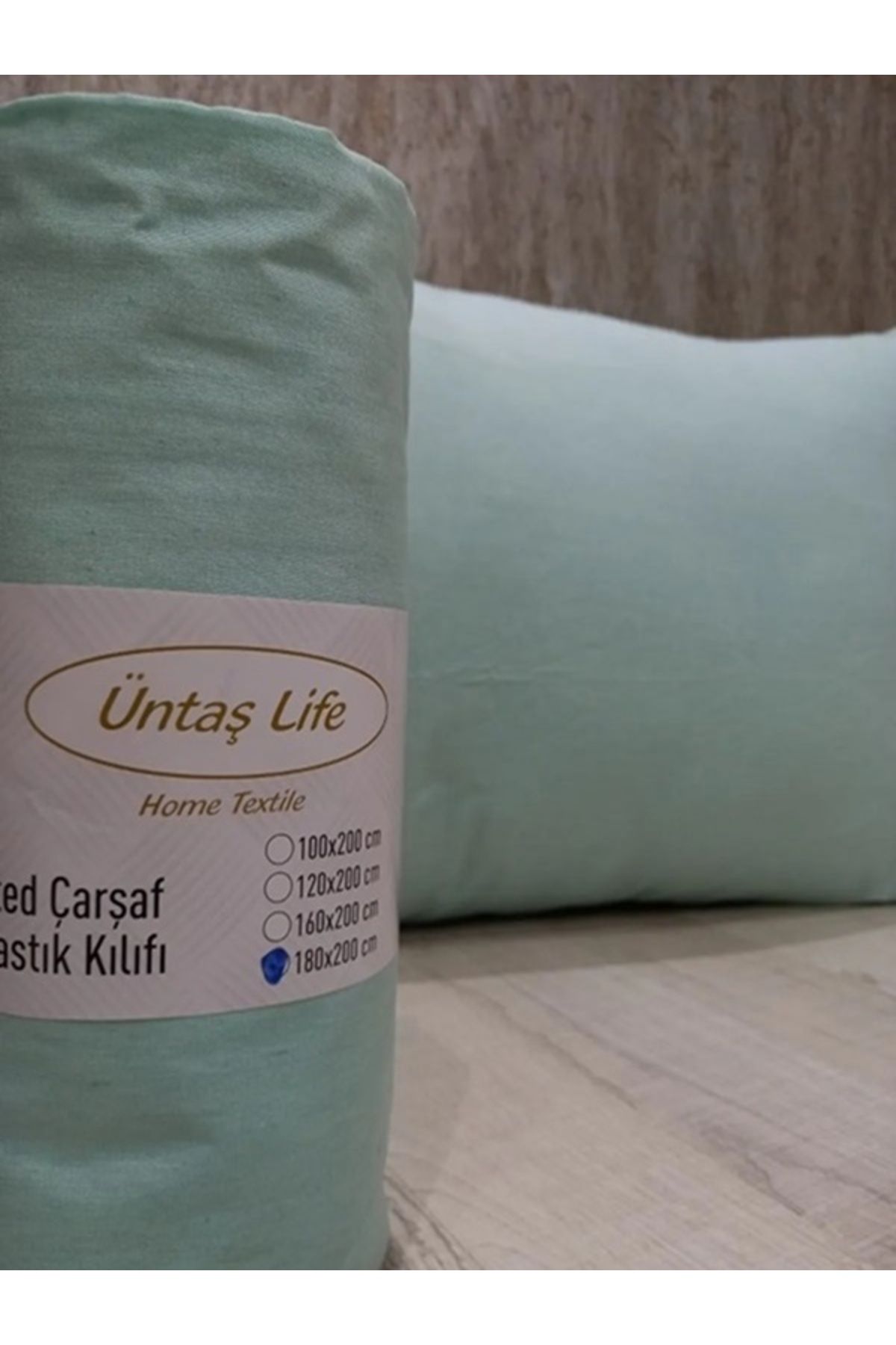 üntaş Üntaş life mintyeşil düz renk 160x200 çift kişilik lastikli çarşaf+2 adet yastık kılıfı ecdüzmint160