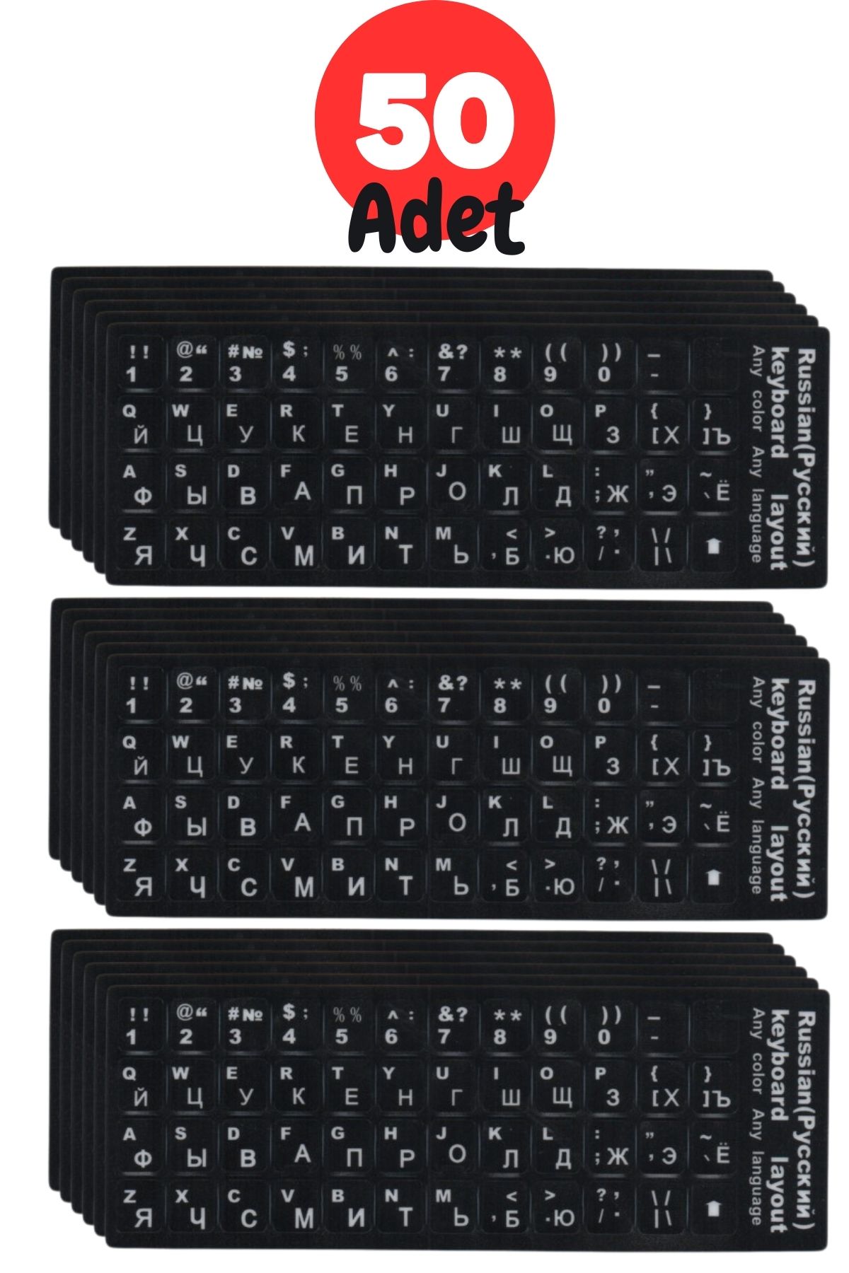 MN6 Rusça Ingilizce Klavye Etiketi-50 Adet-rusça Klavye Sticker-kaliteli Pvc-rusça Pc Keyboard Sticker