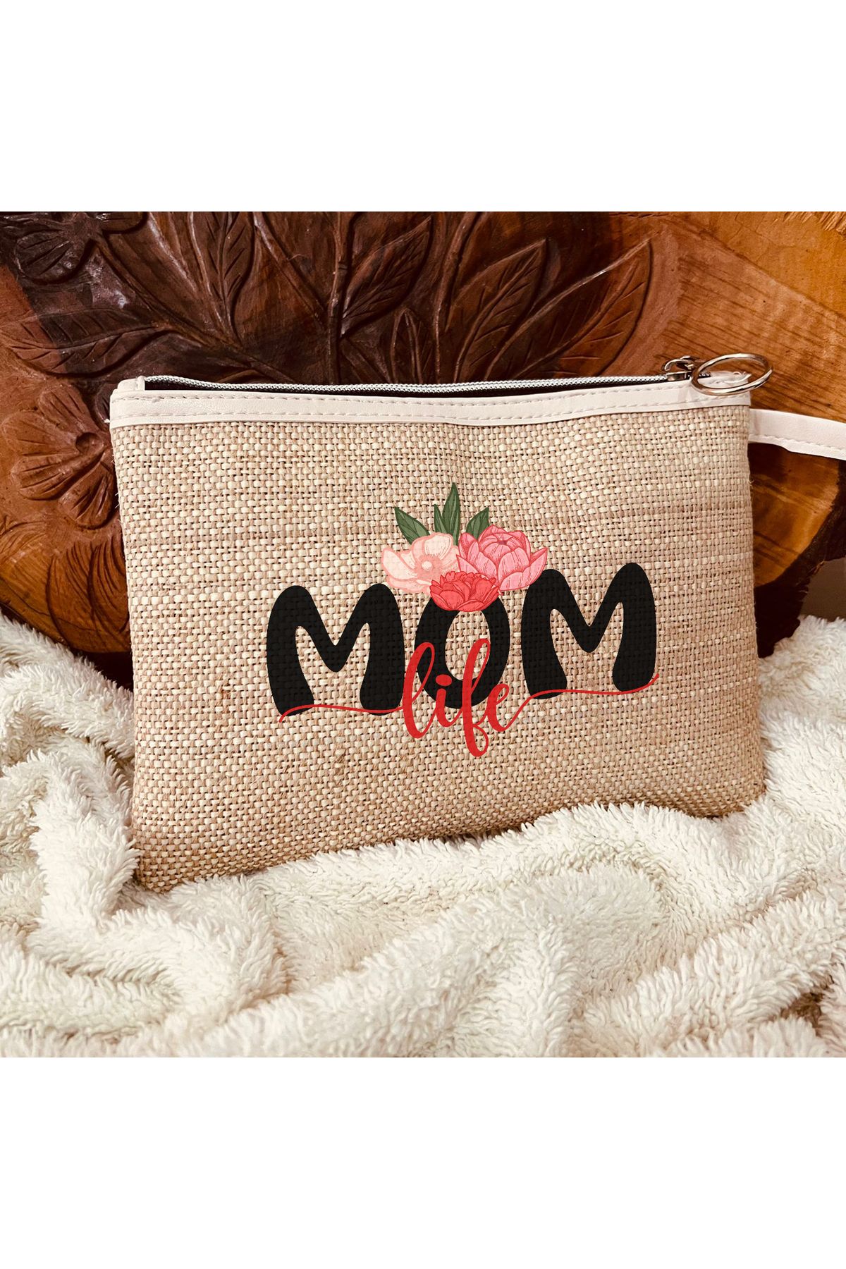 TexKid Anne/Mom Çiçek Tasarımlı 3'lü Matruşka Hediye Clutch/Makyaj/El Çantası