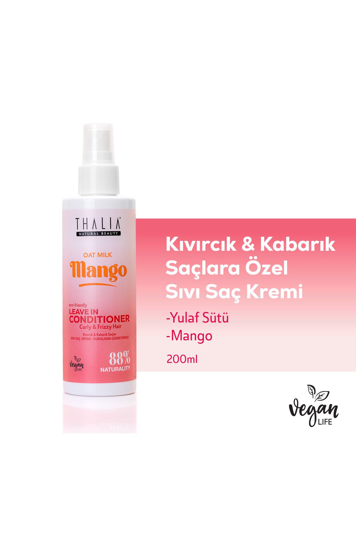Thalia Yulaf Sütü & Mango Özlü Kıvırcık & Kabarık Saçlara Özel Sıvı Bakım Kremi 200ml