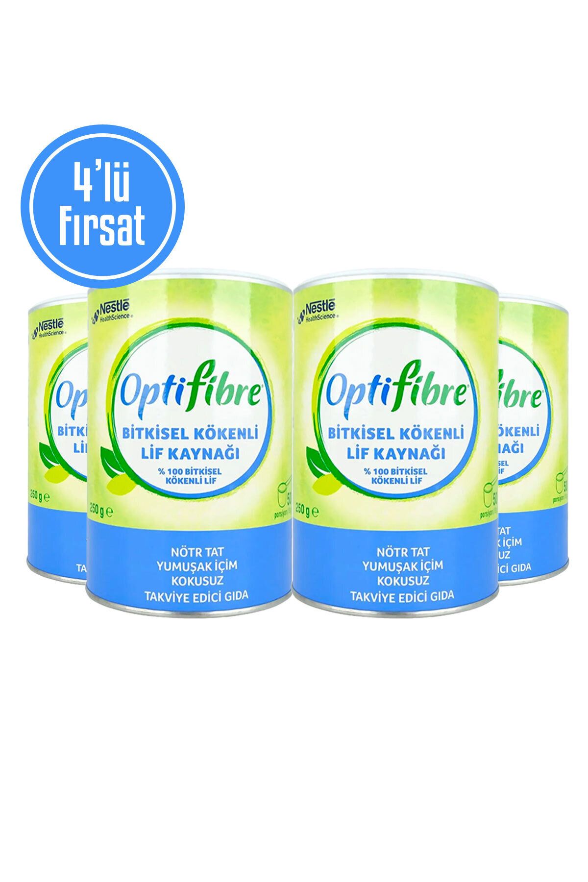 OptiFibre 4'lü Fırsat Bitkisel Kökenli Lif Kaynağı Takviye Edici Gıda 250 g