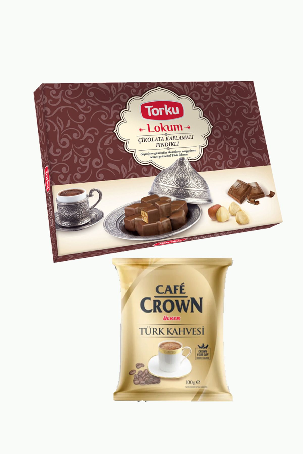 Ülker Cafe Crown Türk Kahvesi 100 gr+ Torku Lokum Çikolata Kaplı Fındıklı 390 gr