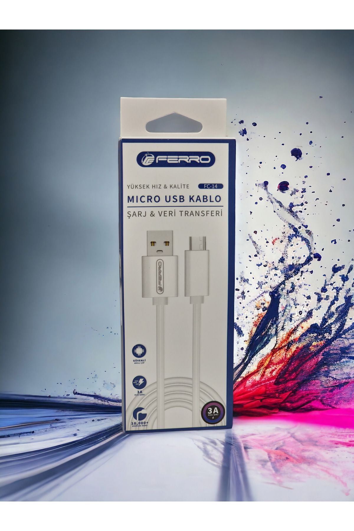 FERRO Yüksek Hızlı Micro USB Kablo - 3A Hızlı Şarj ve Veri Aktarımı Uyumlu