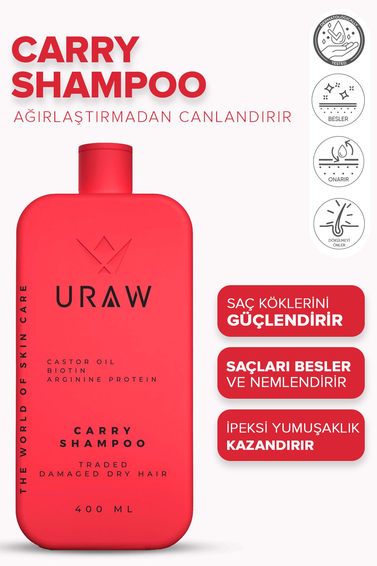Uraw Carry Shampoo ( Yoğun Saç Dökülmesine Karşı Bakım Şampuanı ) ( 400 ml )