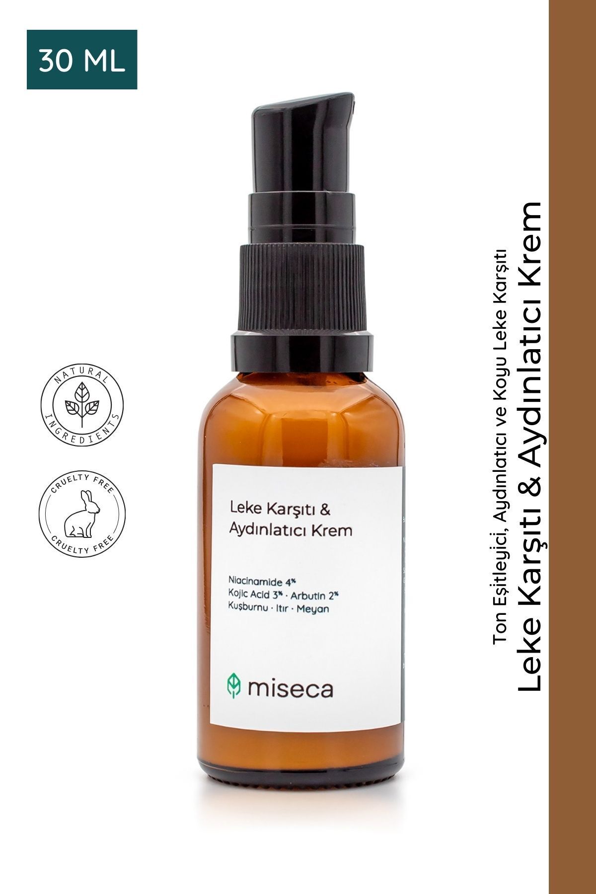 miseca Leke Karşıtı & Aydınlatıcı Krem 30 ml Kojic Acid %3, Arbutin %2, Meyan Kökü Cb-lk, One Size