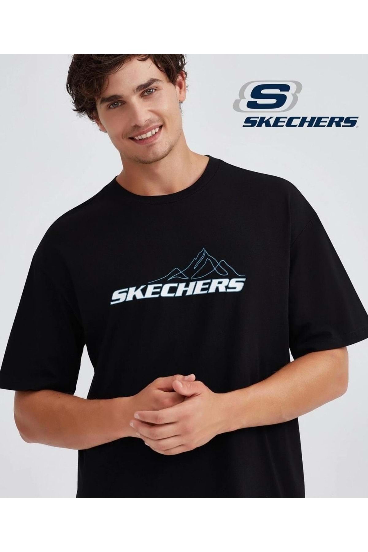 Skechers M Graphic Tee Crew Neck T-shirt S232436-001 Erkek Tişört Siyah