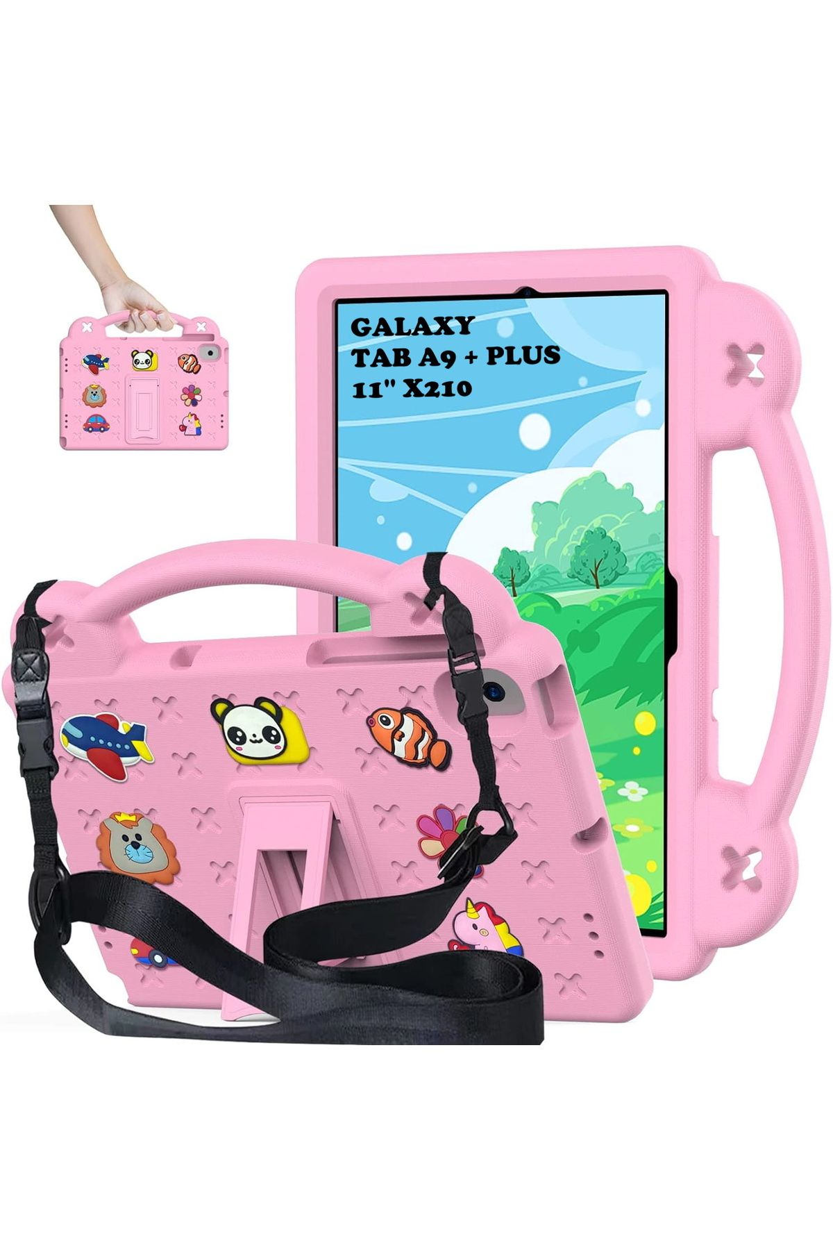 m.tk moveteck Samsung Galaxy Tab A9 Plus 11 inç Kılıf Çocuklar İçin Eğlenceli Askılı Standlı Nemo Karikatürlü