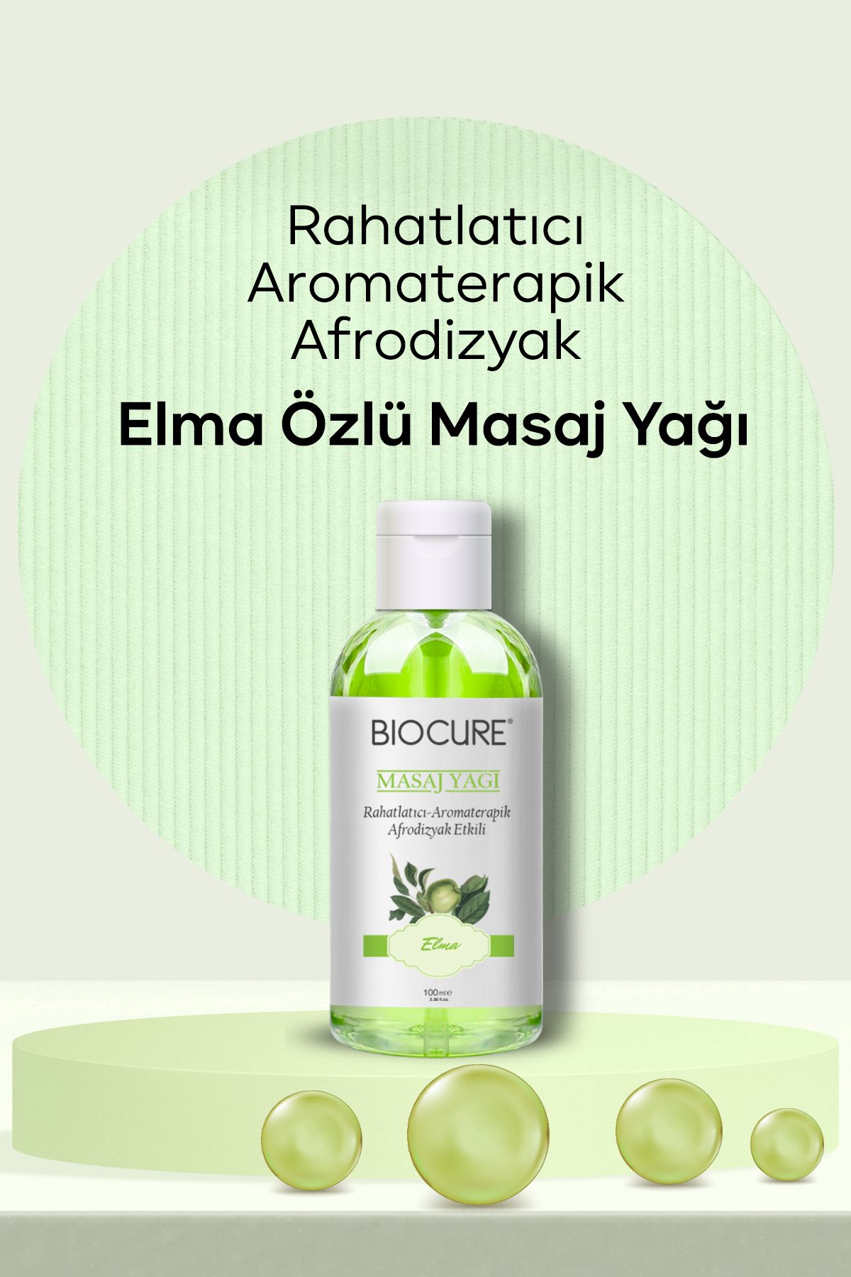 Biocure Rahatlatıcı Aromaterapik Masaj Yağı ve Vücut Bakım Yağı Yeşil Elma Özlü