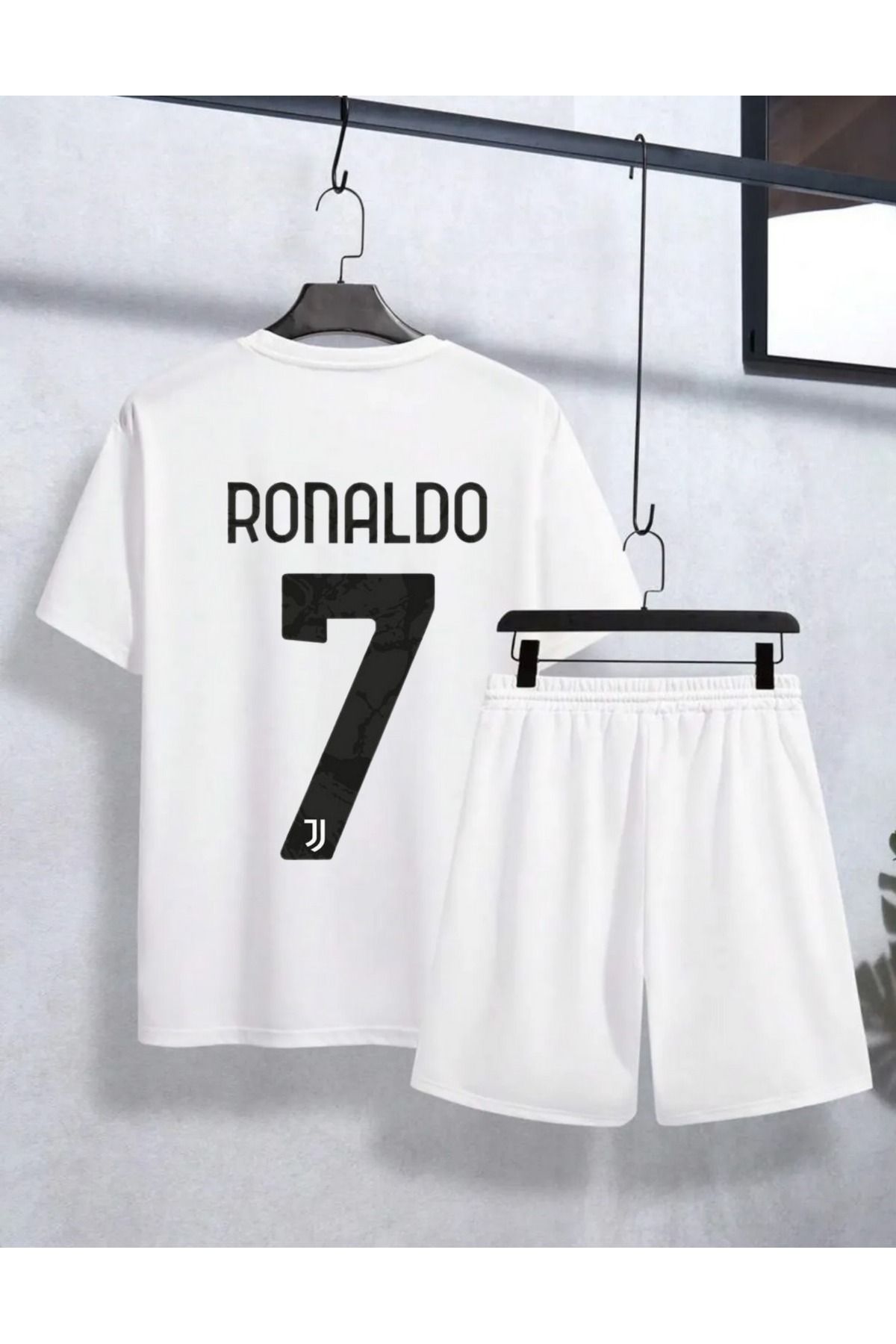 AMMA Unisex Cristiano Ronaldo Baskılı Alt Üst %100 Pamuk T-Shirt Şort Takım