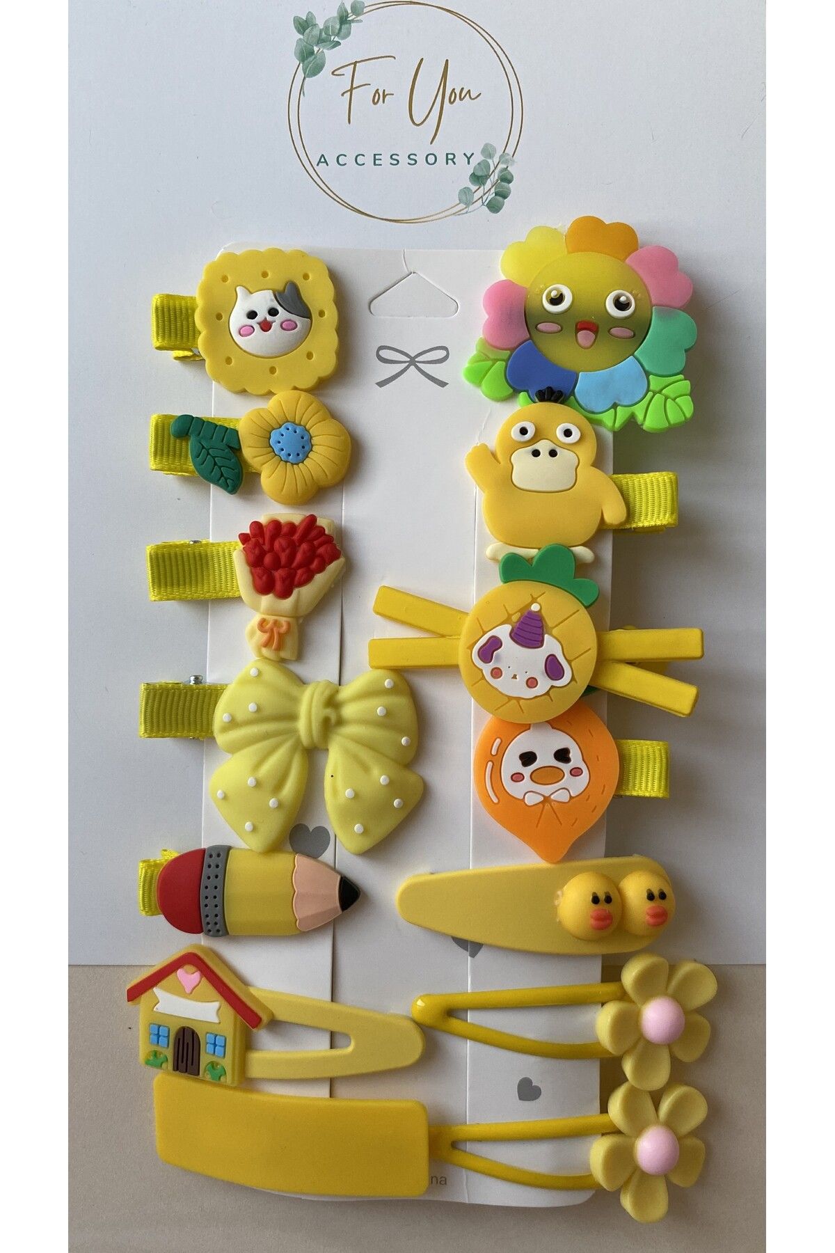 foryouaccessory Toka / Sarı Renk Çocuk Set Toka