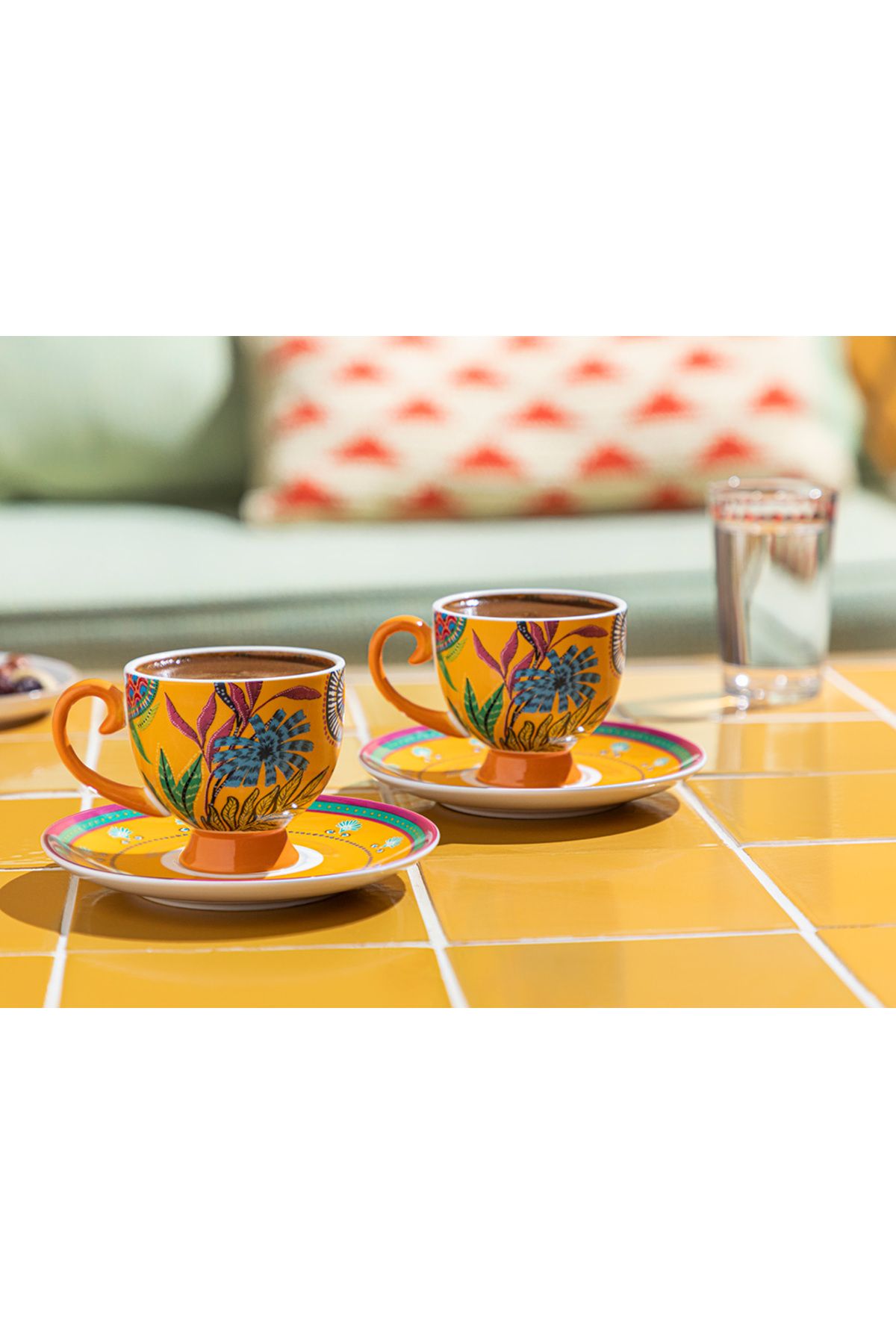 English Home Eotic Wild New Bone China 2'li Kahve Fincan Takımı Sarı