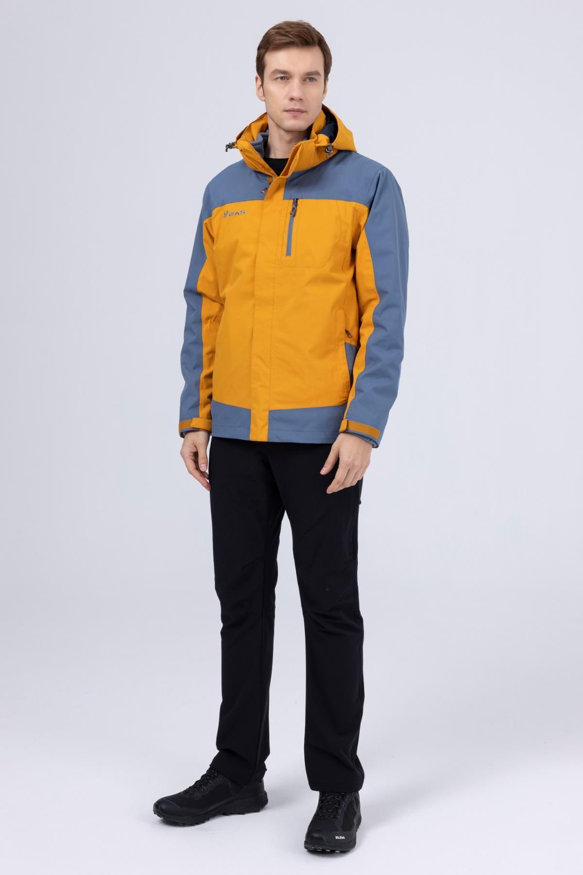 2AS Elbruz Erkek 3 in 1 Ceket Mont Gold/Mavi