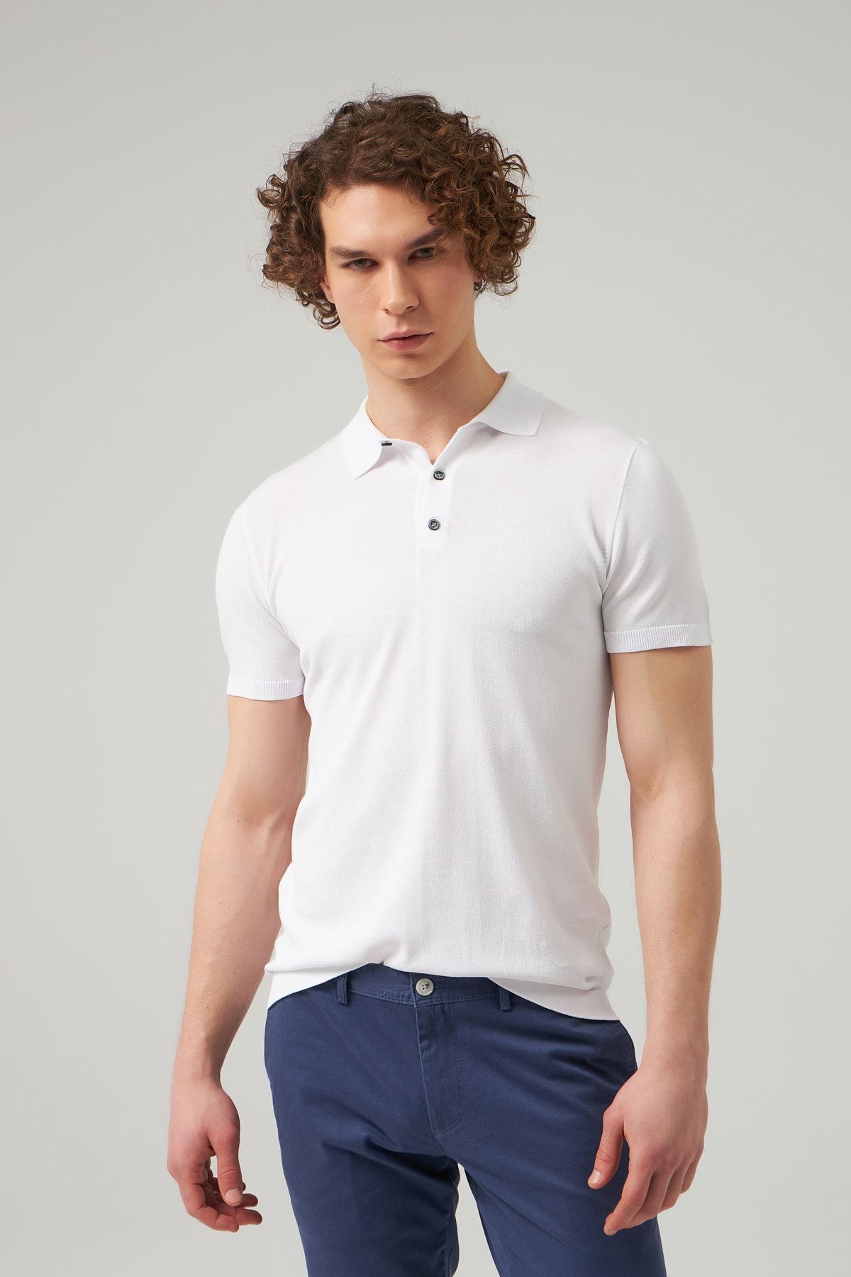 D'S Damat Slim Fit Beyaz Düz Örgü Rayon Örme T-shirt