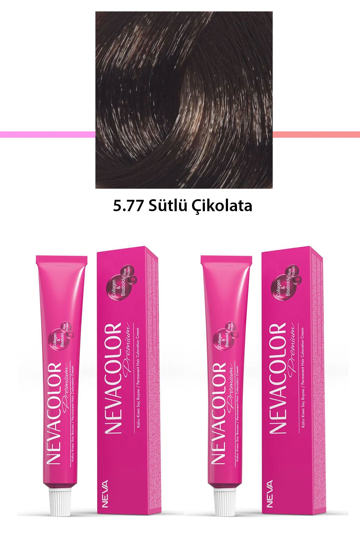 Neva Color 2 li Set Premium 5.77 Sütlü Çikolata - Kalıcı Krem Saç Boyası 2 X 50 g Tüp