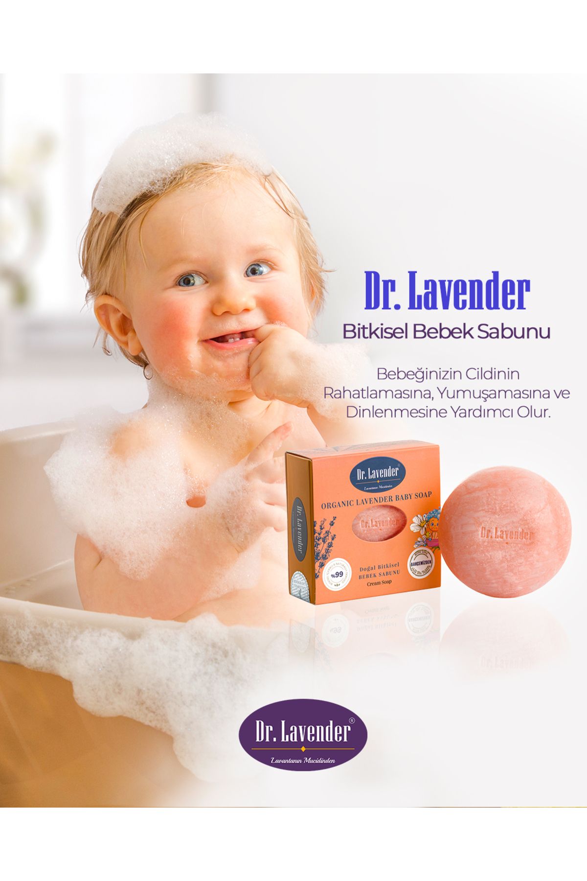 GALLİPOLLİ Lavender Bitkisel Bebek Sabunu 100 Gr Lavanta Yağı Rahatlatıcı Bebek Sabunu