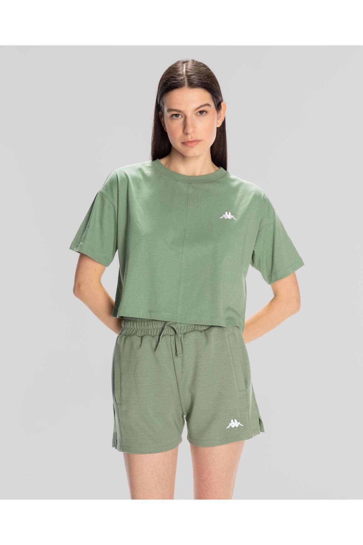 Kappa Authentic Sylia T-shirt Kadın Yeşil Oversize Fit Tişört