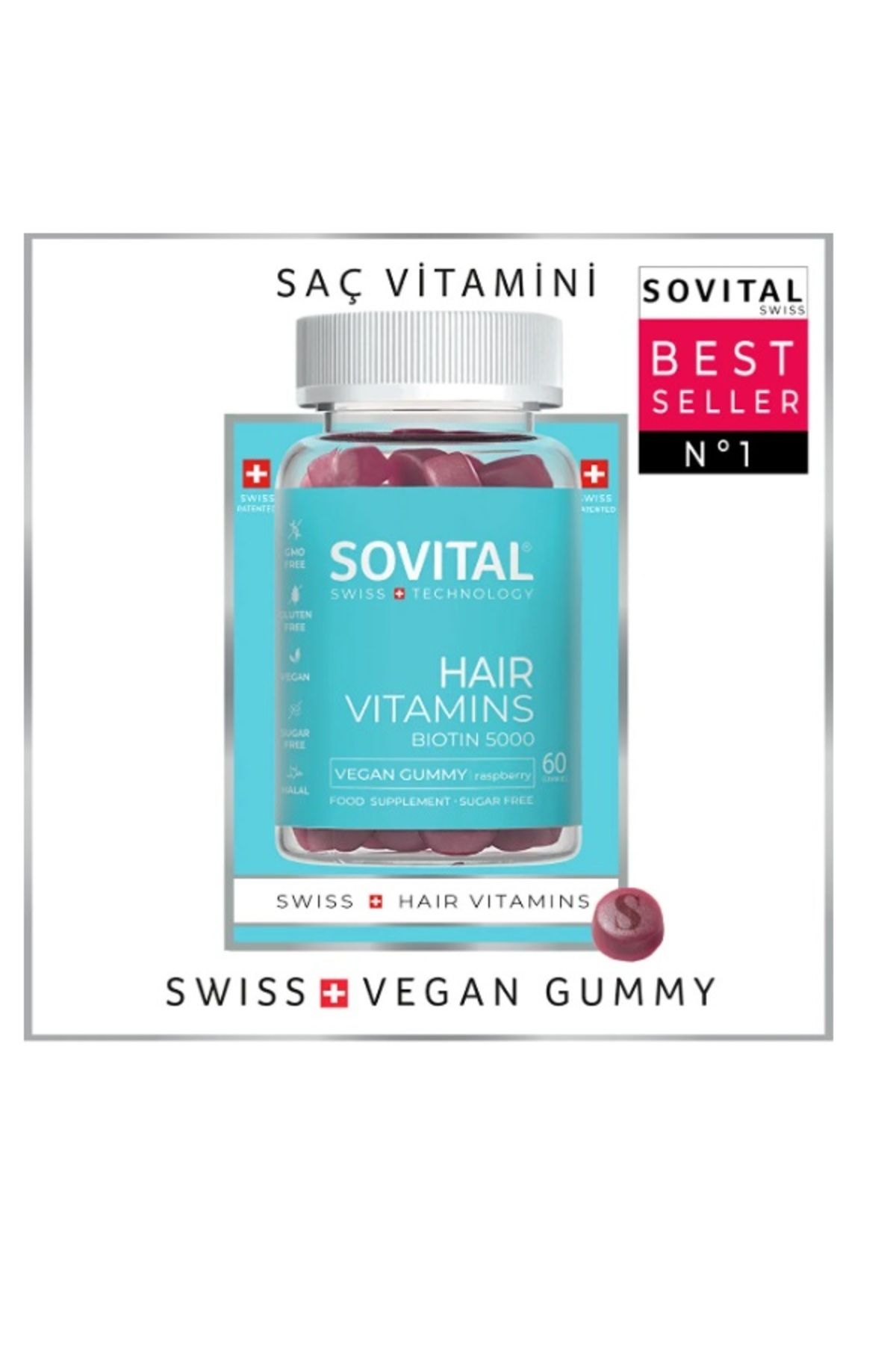 SOVITAL Hair Vitamin Isviçre Patentli Vegan Gummy - Saç Vitamini