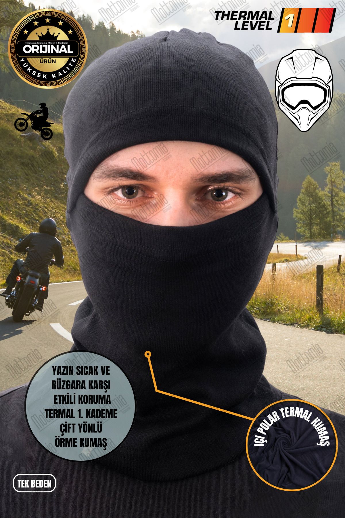 mottomia Yaz İçin Motorcu ve Kuryeler Için Outdoor Termal Rüzgar ve Motorcu Maskesi (LEVEL 1)