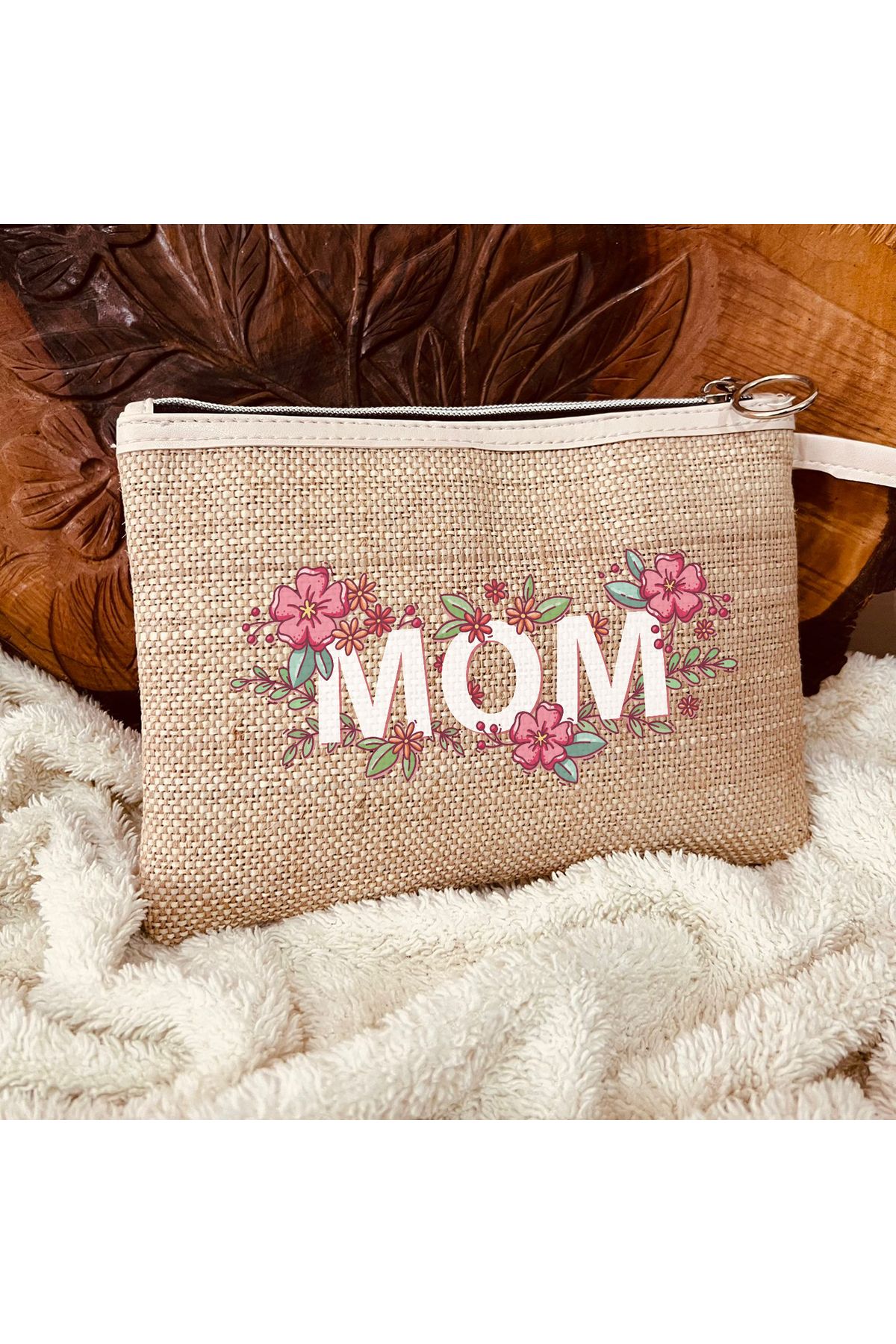 TexKid Anne/Mom Çiçek Tasarımlı 3'lü Matruşka Hediye Clutch/Makyaj/El Çantası
