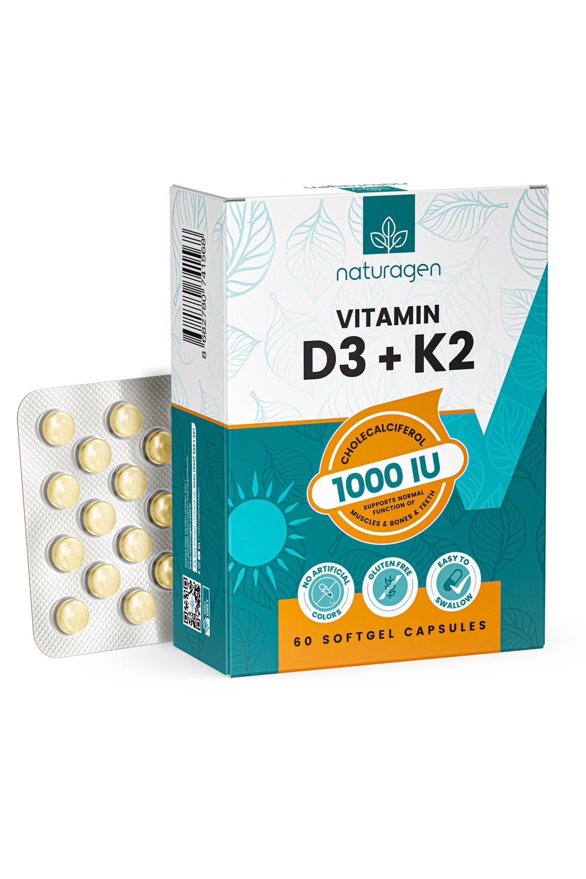 Naturagen Vitamin D3 + K2 1000 IU 60 Kapsül