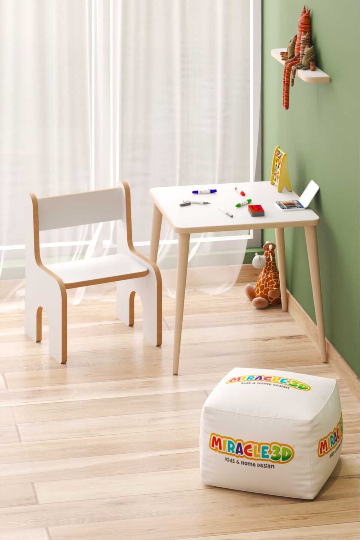 MİRACLE 3D Çocuk Çalışma Masası Ve Sırt Dayamalı Sandalye Aktivite Masası