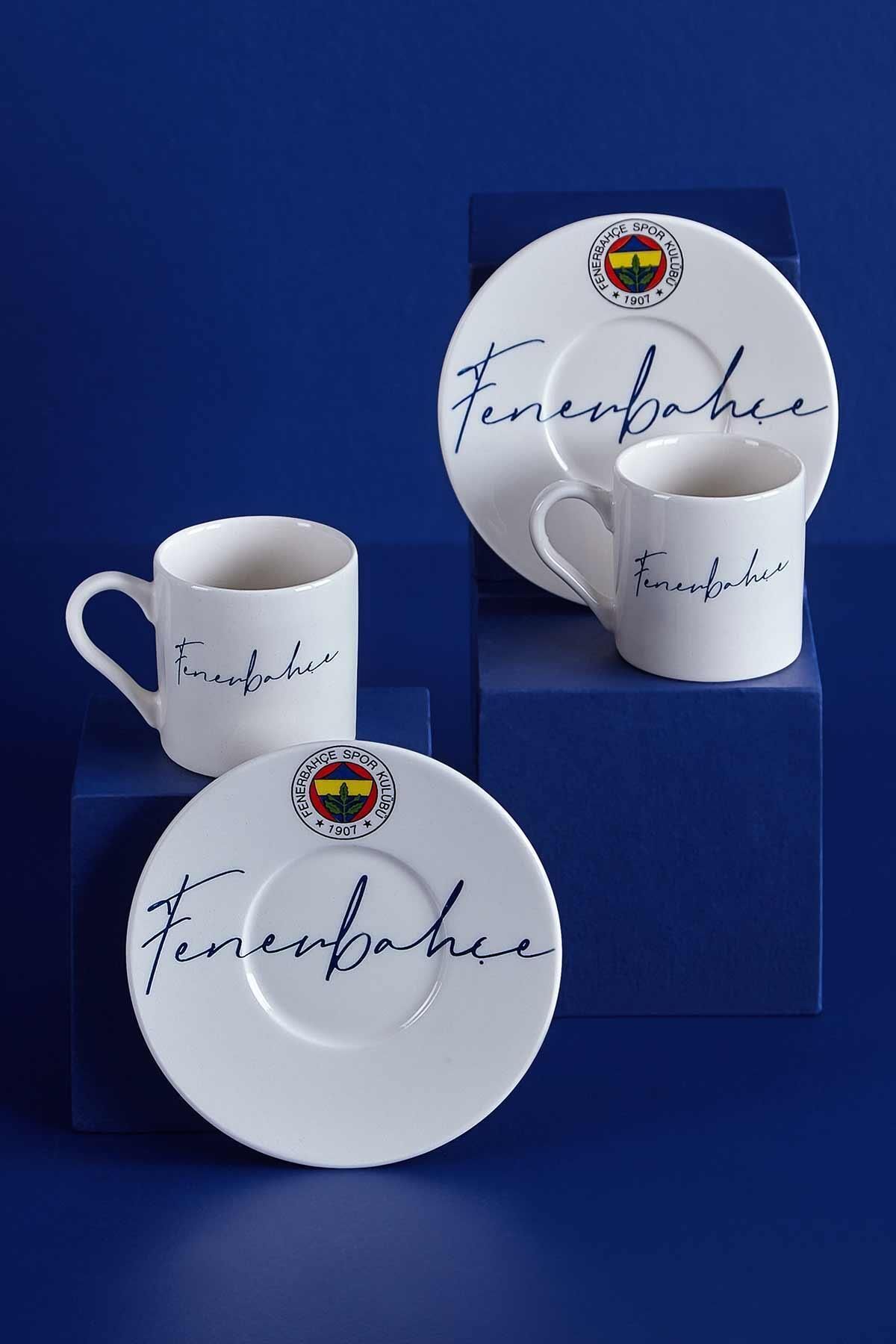 Neva Fenerbahçe Lisanslı El Yazılı 2'li Kahve Fincan Takımı Fenerbahçe