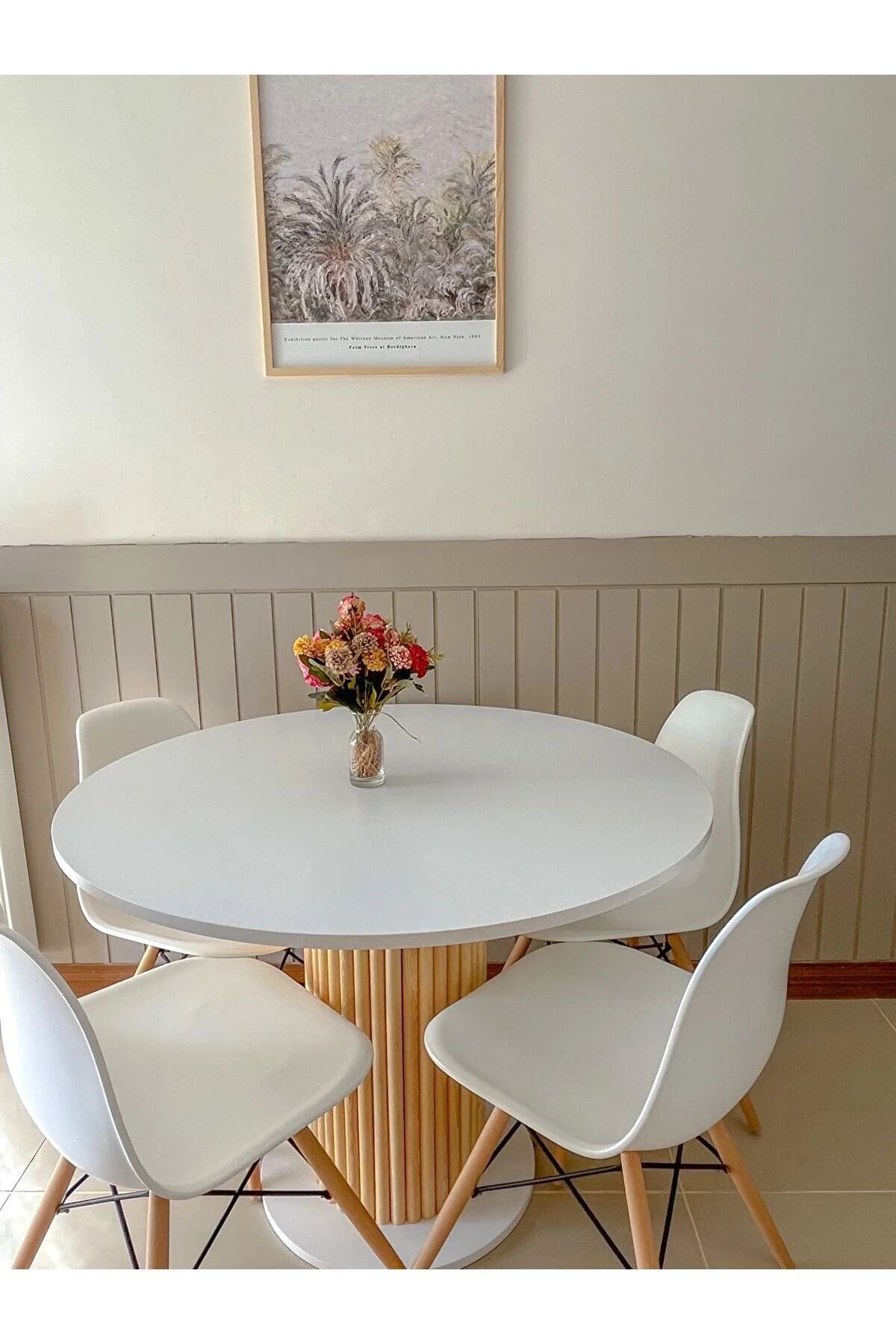 Seyvey Dizayn Özel Tasarım Yuvarlak Beyaz Yemek Masası Ofis Masası Mutfak Masası Balkon Masası