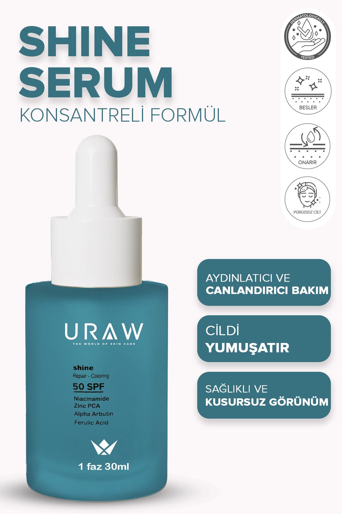 Uraw Shine Serum ( Aydınlatıcı Ve Canlandırıcı Cilt Bakım Serumu ) ( 30 ml )