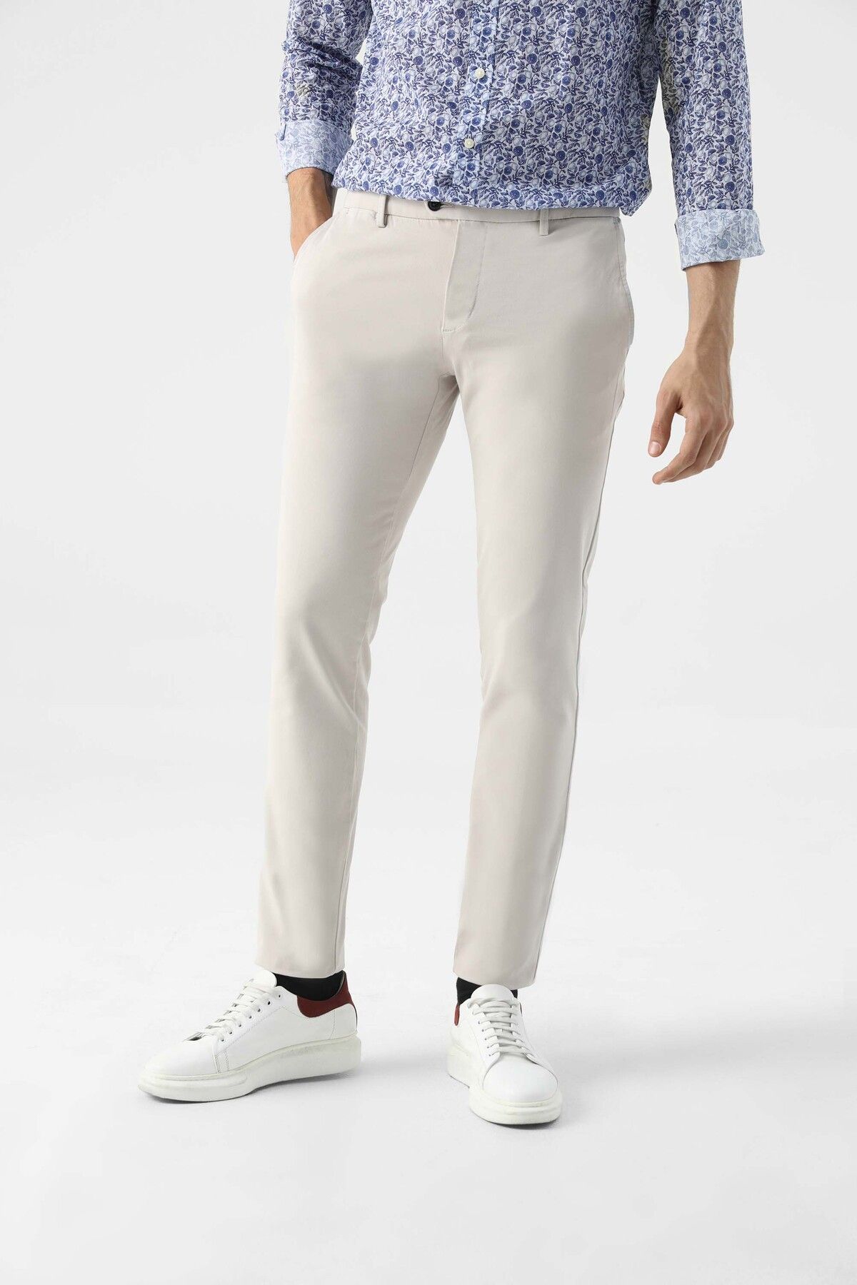 Damat Slim Fit Taş Pamuklu Likralı Chino Pantolon