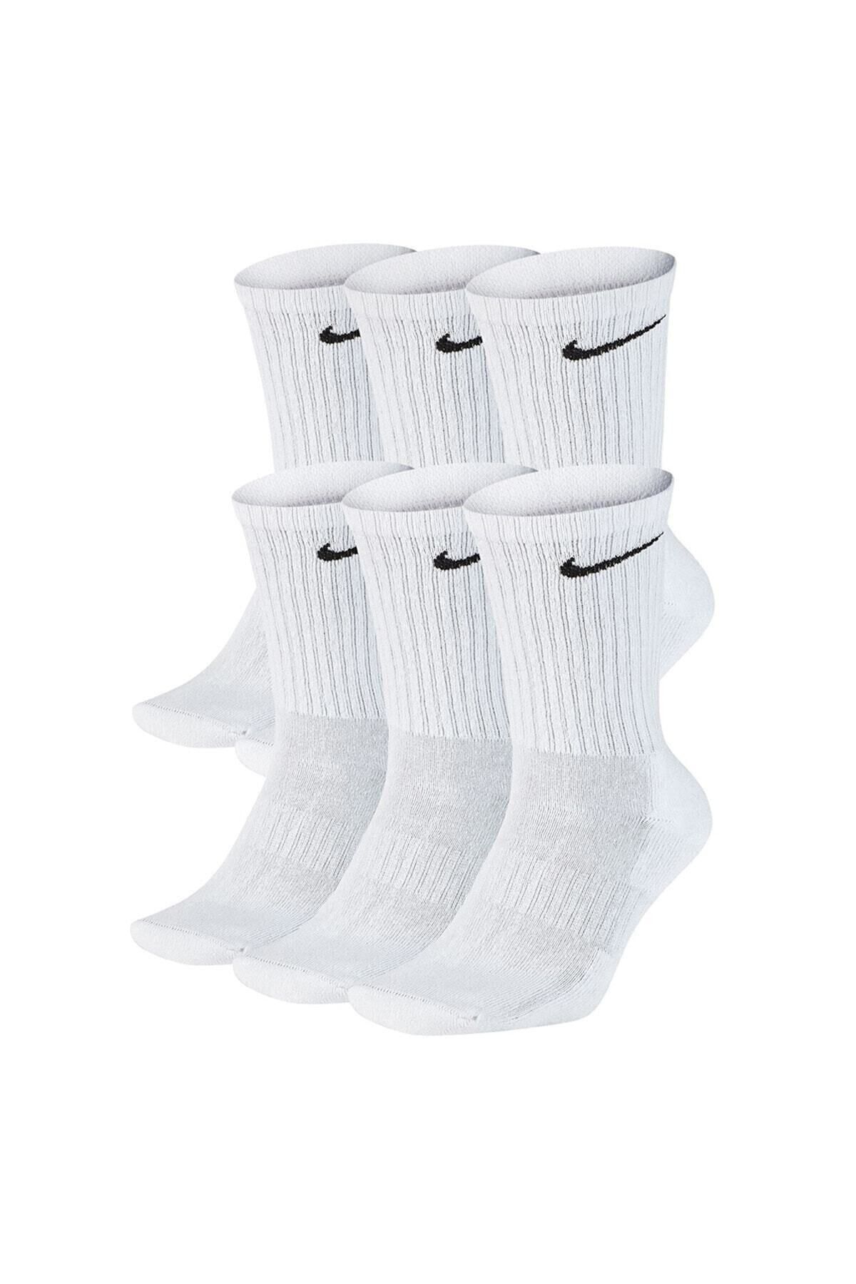 Socks Sirius 6 Çift Pamuklu Erkek Kadın Fitilli Basketbol Futbol Koşu Tenis Beyaz Spor Çorabı