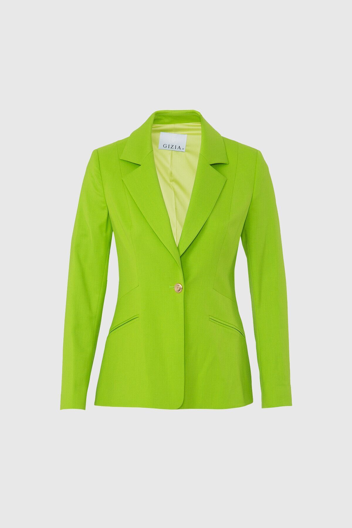 GIZIA Fit Kesim Blazer Tek Düğmeli Yeşil Ceket