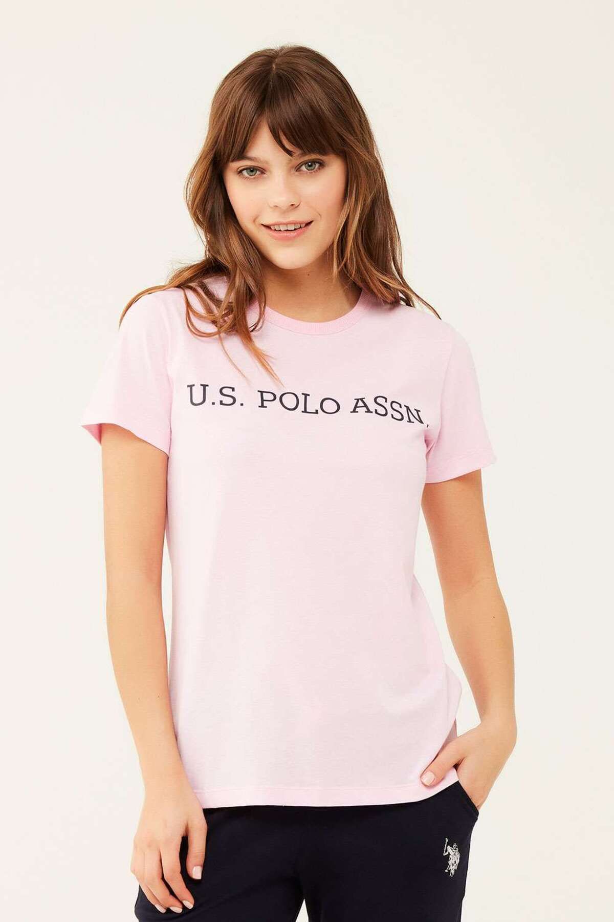 U.S. Polo Assn. Kadın Pembe Yuvarlak Yaka T-shirt