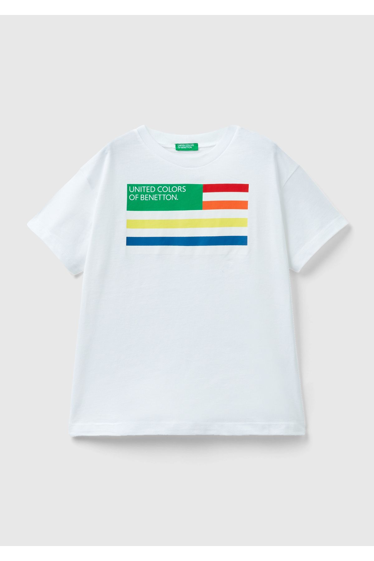 United Colors of Benetton Erkek Çocuk Beyaz Benetton Logolu T-Shirt