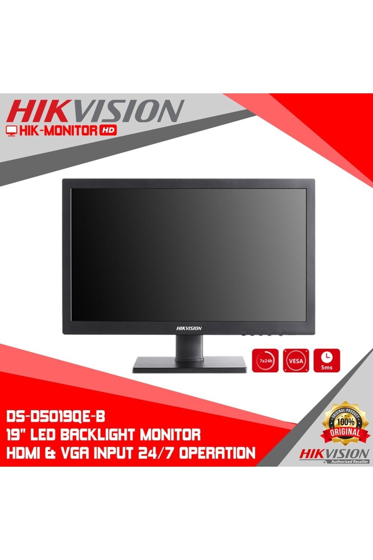 Hikvision HİKVİSİON DS-D5019QE-B VA HD 60HZ 5MS HDMI VGA 18.5 İNÇ