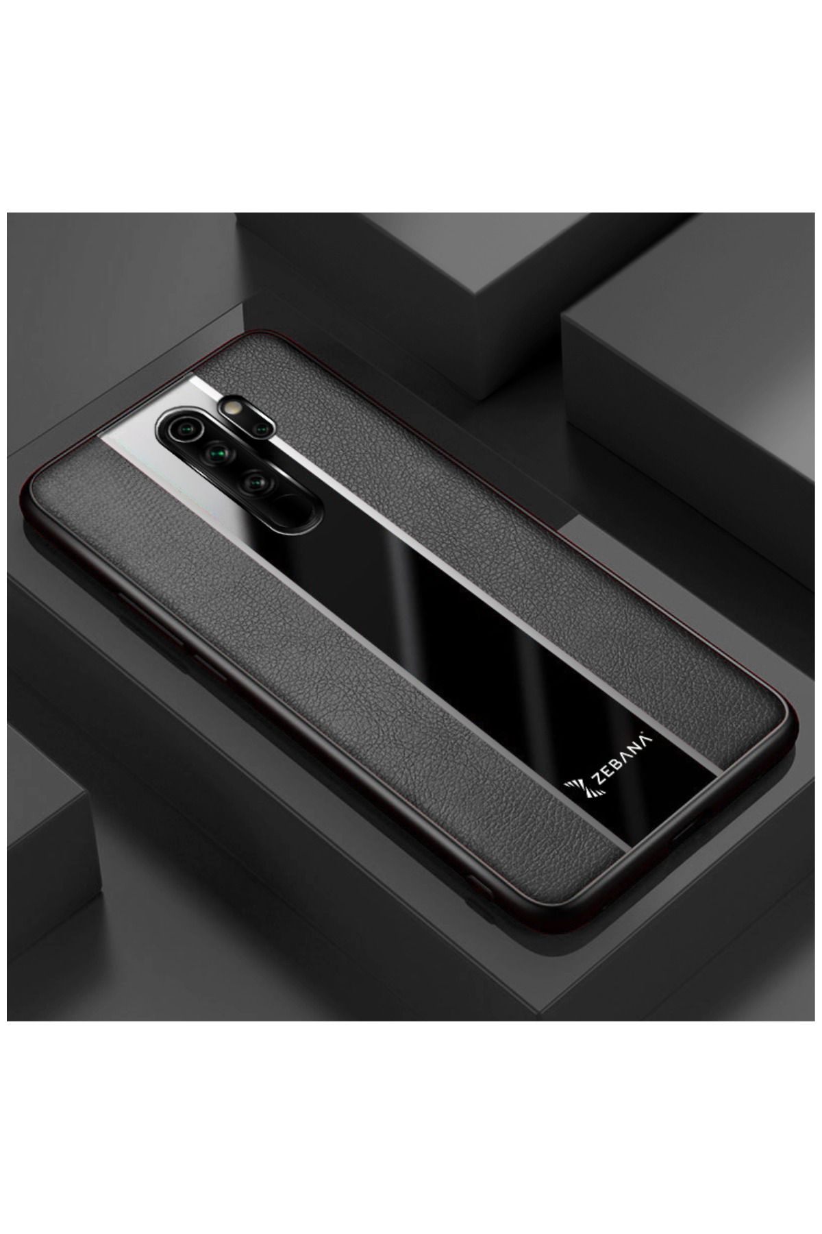 Zebana Xiaomi Redmi Note 8 Pro Uyumlu Kılıf Premium Deri Kılıf Siyah