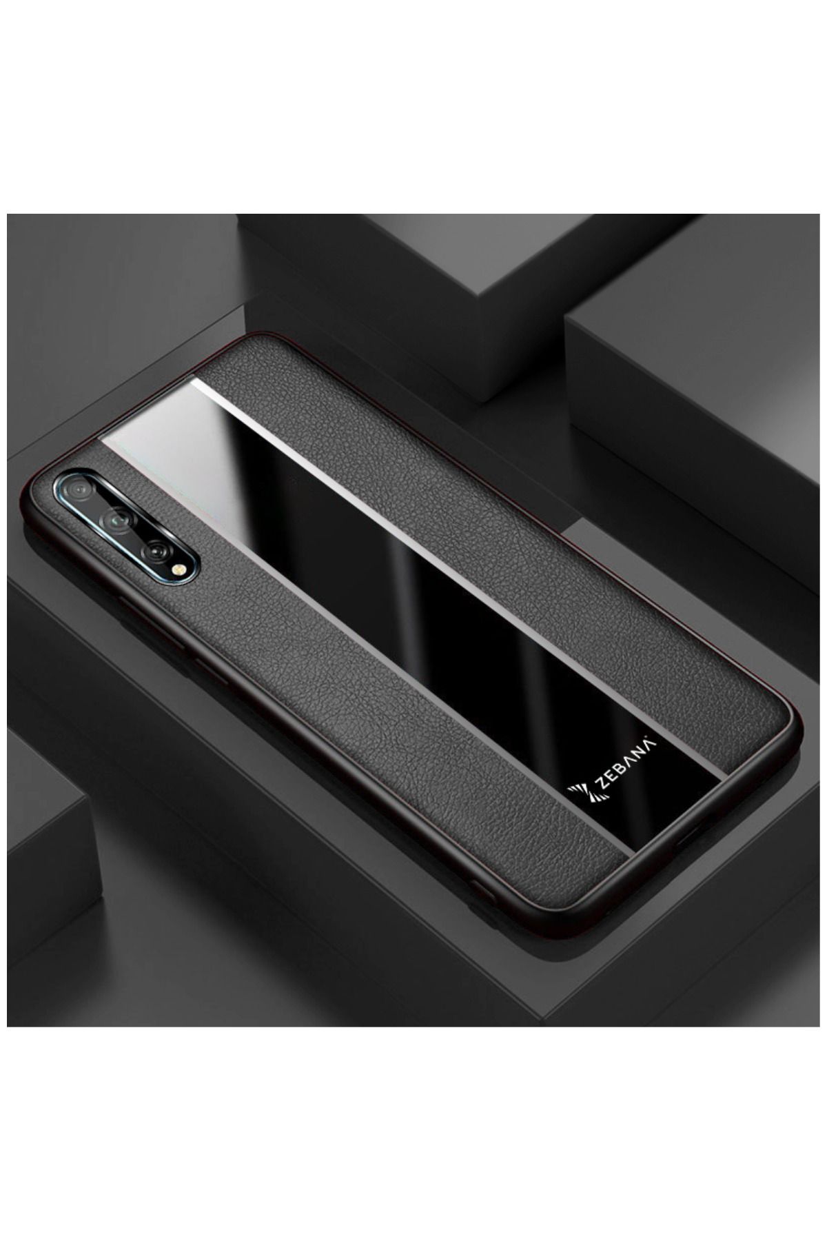 Zebana Huawei P Smart S Uyumlu Kılıf Premium Deri Kılıf Siyah
