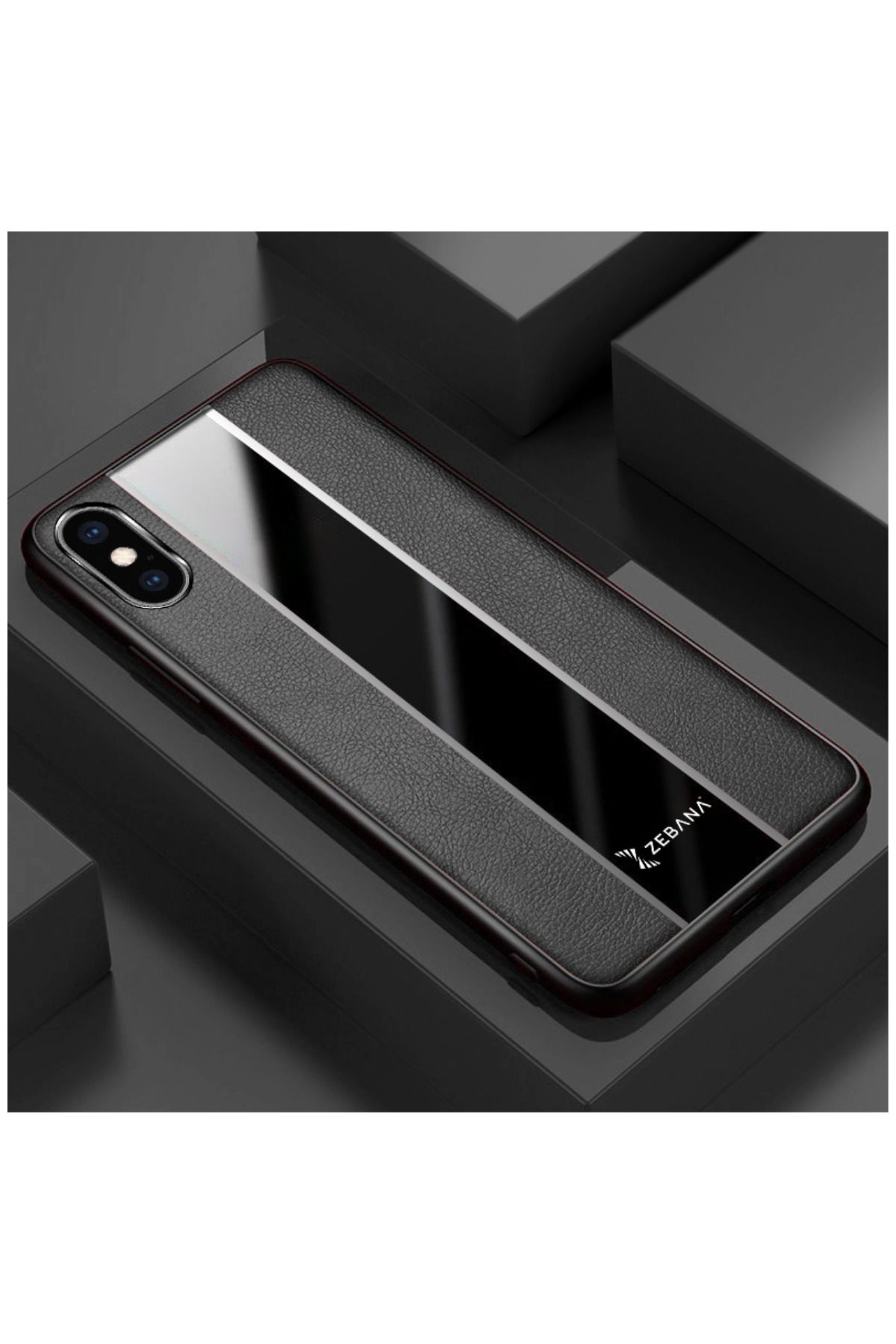 Dara Aksesuar Apple Iphone Xs Max Uyumlu Kılıf Zebana Premium Deri Kılıf Siyah