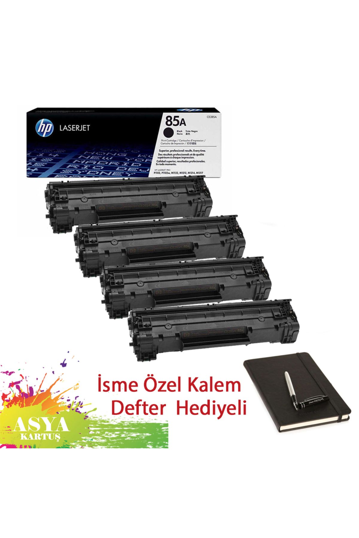 HP 85A (CE285A) 1600 Sayfa Baskı Kapasiteli, HP Laserjet Pro P1102w Uyumlu 4'lü Orijinal Toner.