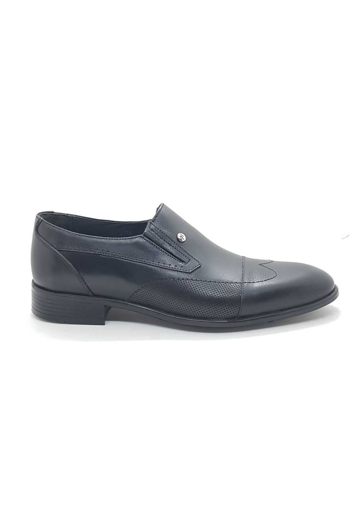 Neco siyah bağcıksız klasik ayakkabı hakiki deri