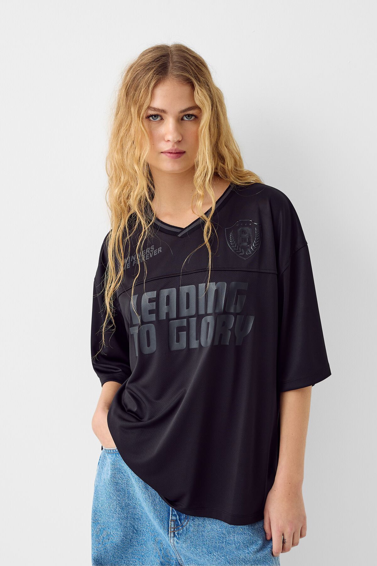 Bershka Kısa kollu futbol temalı baskılı t-shirt