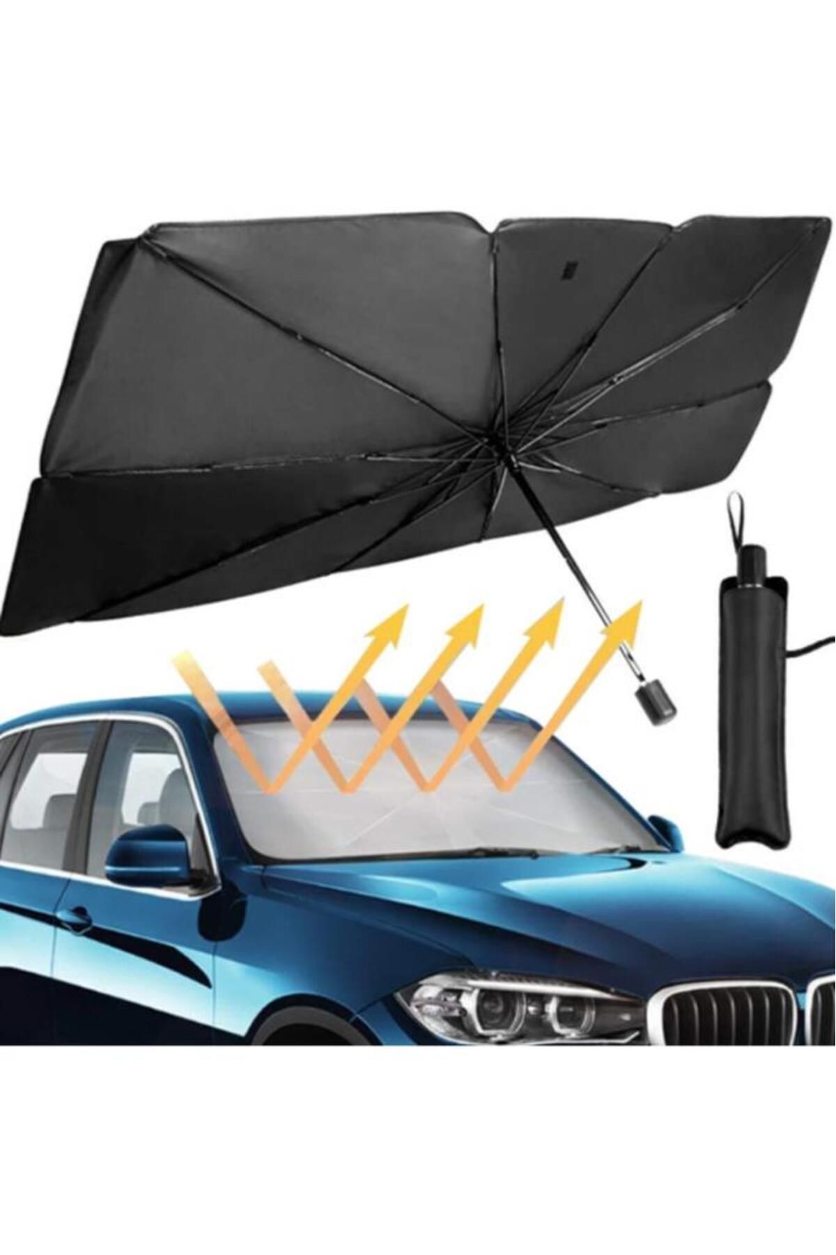 Ally Mobile Ally Araba Güneş Gölge Koruyucu Şemsiye Oto Ön Cam Güneşlik(145cm*79cm)-siyah,gri