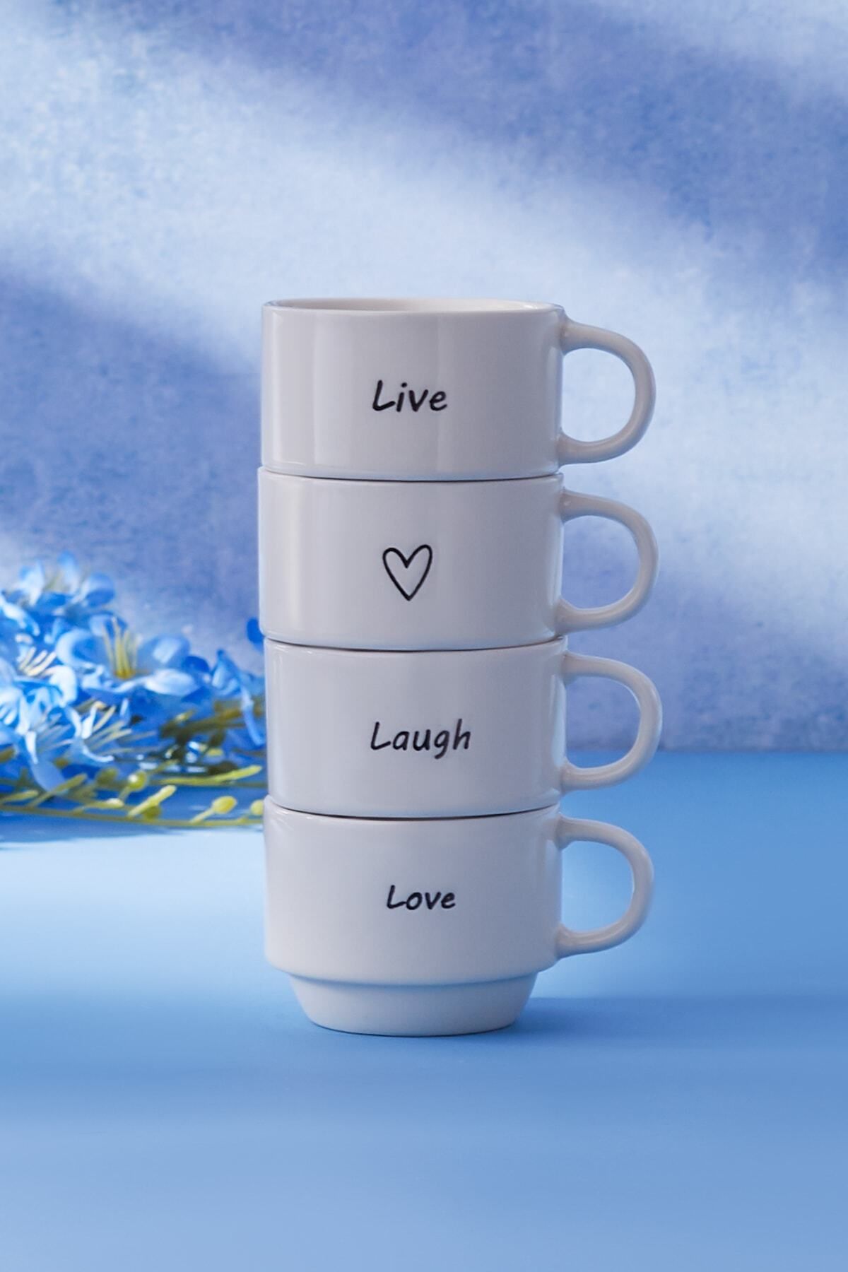 teknotrust Beyaz Lovely Laugh 4 Kişilik Espresso Kahve Seti 100 Ml 4 Kişilik Porselen 100 - 200 ml Modern 4 Pa