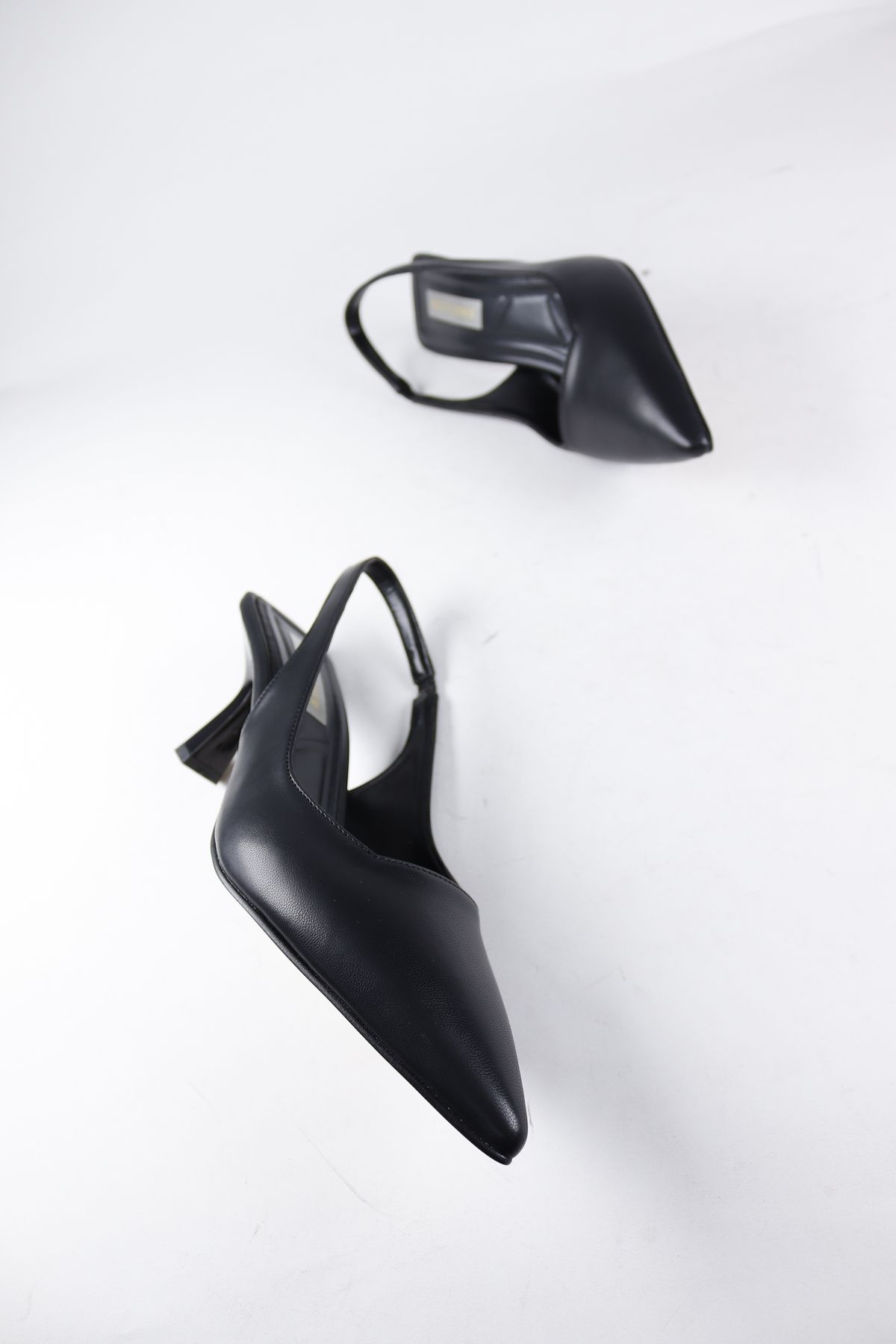 NiceDiffer Kadın Siyah Cilt Topuklu Ayakkabı