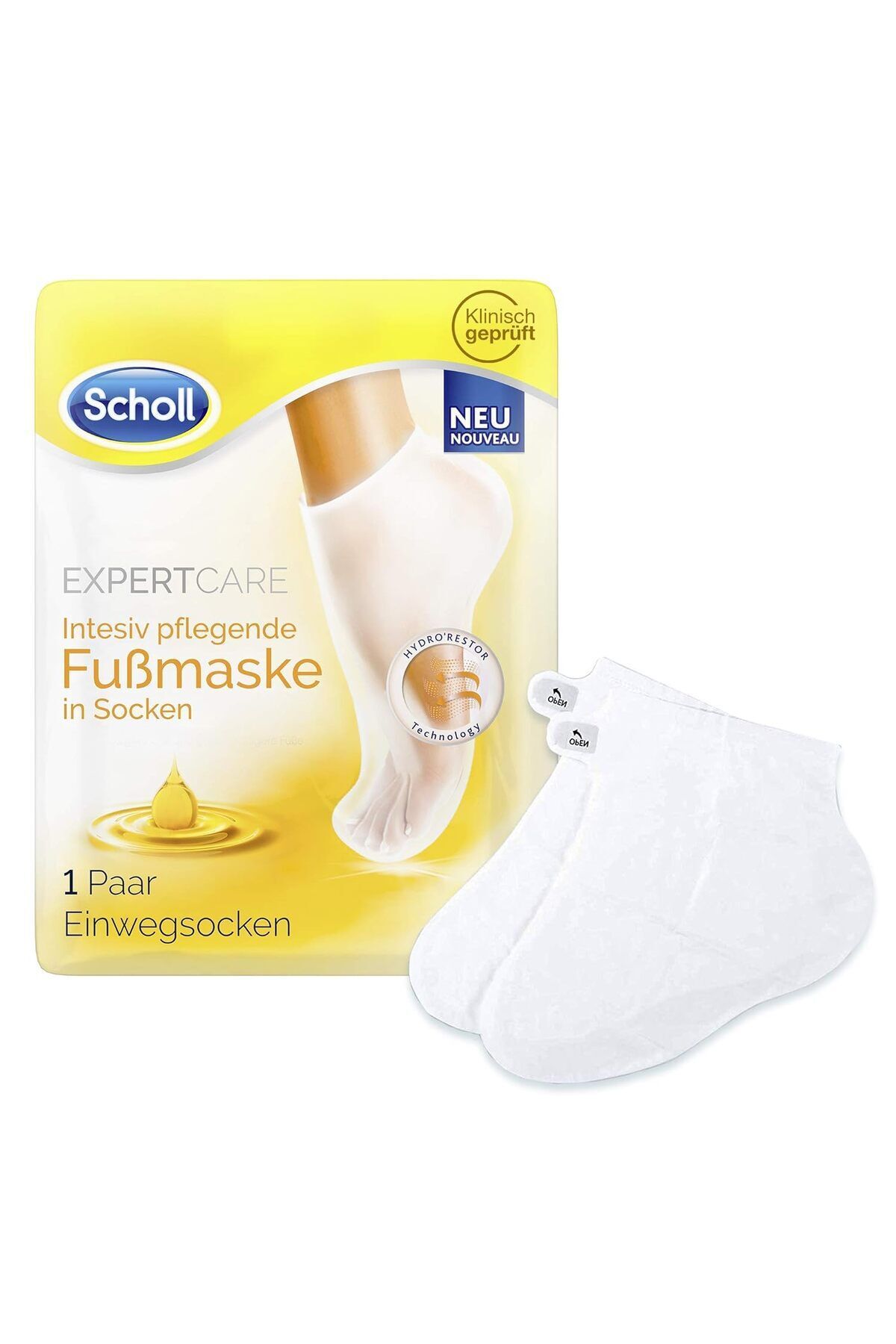Scholl 3 değerli yağ içeren yoğun bakım ayak maskesi - nemlendirici bakım - 1 çift tek kullanımlık çorap