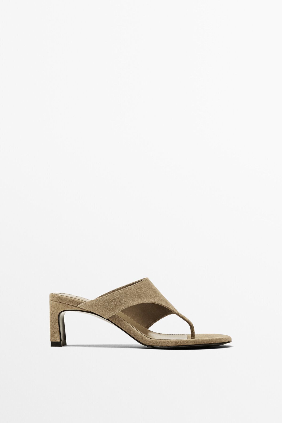 Massimo Dutti Kalın süet topuklu sandalet