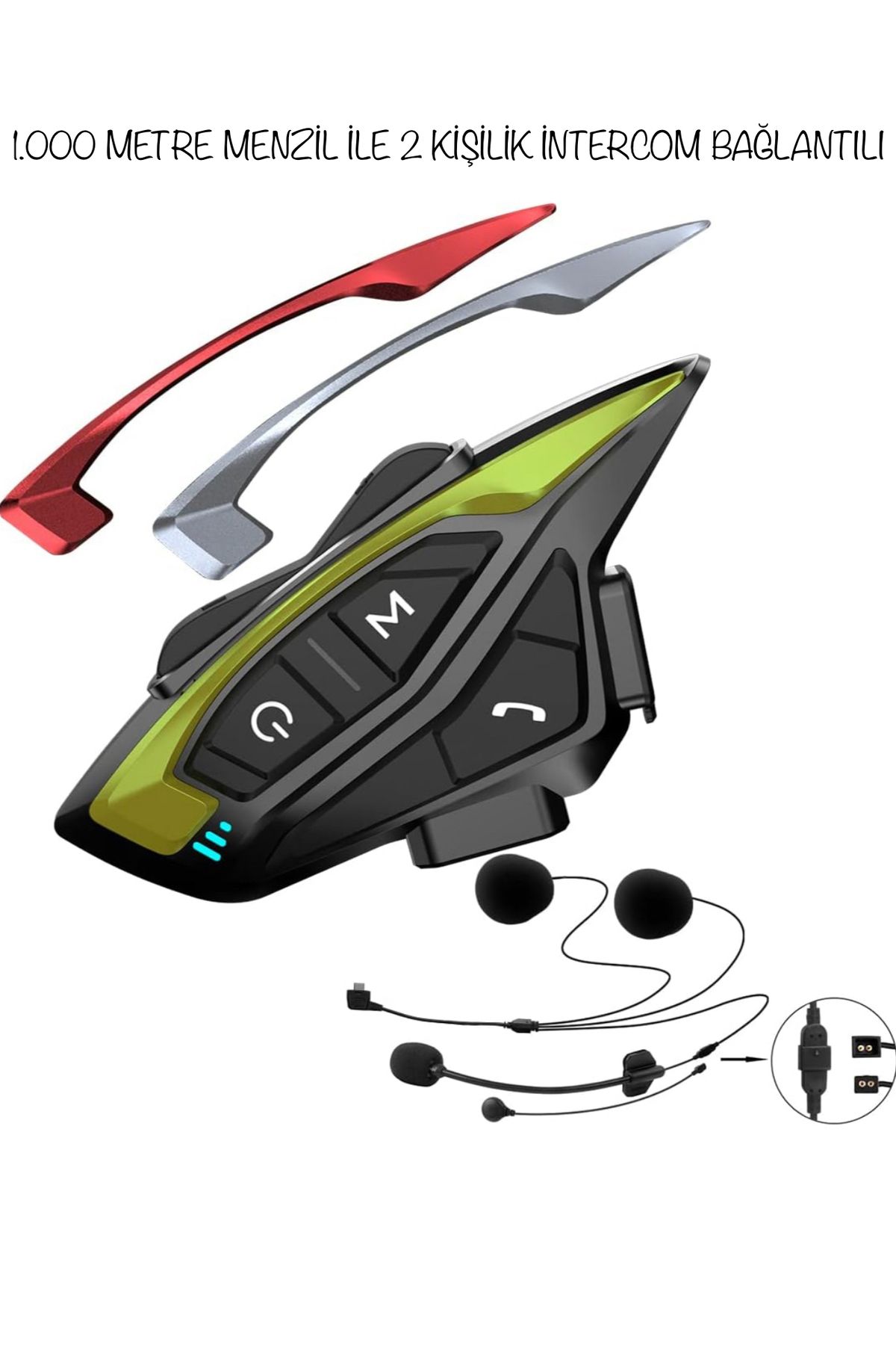 Enshall Köpek Balığı Model 1Km Mesafeli 2Kişilik Motor Kask Kulaklığı İntercom