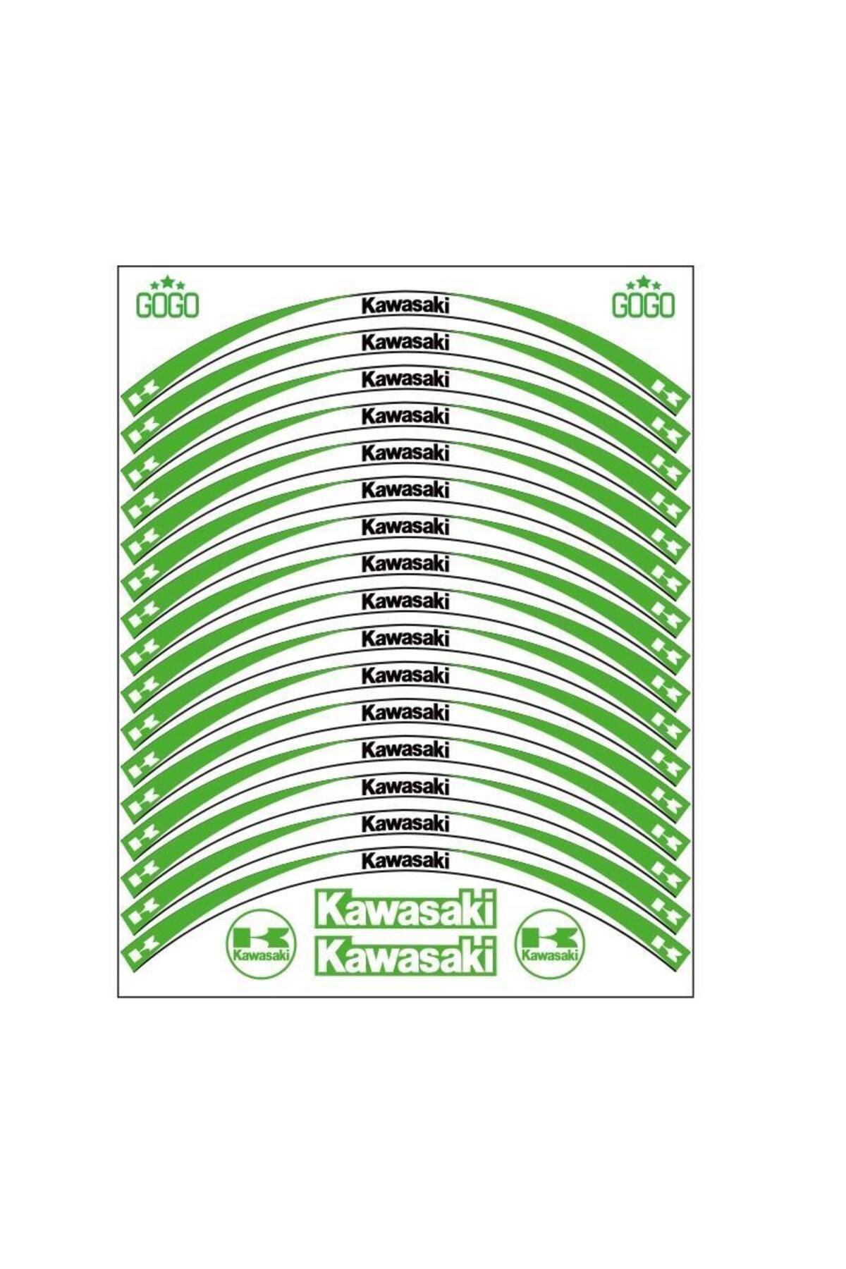 Kawasaki Skm Yeşil Beyaz Kawasaki Uyumlu Reflektörlü Jant Şeridi
