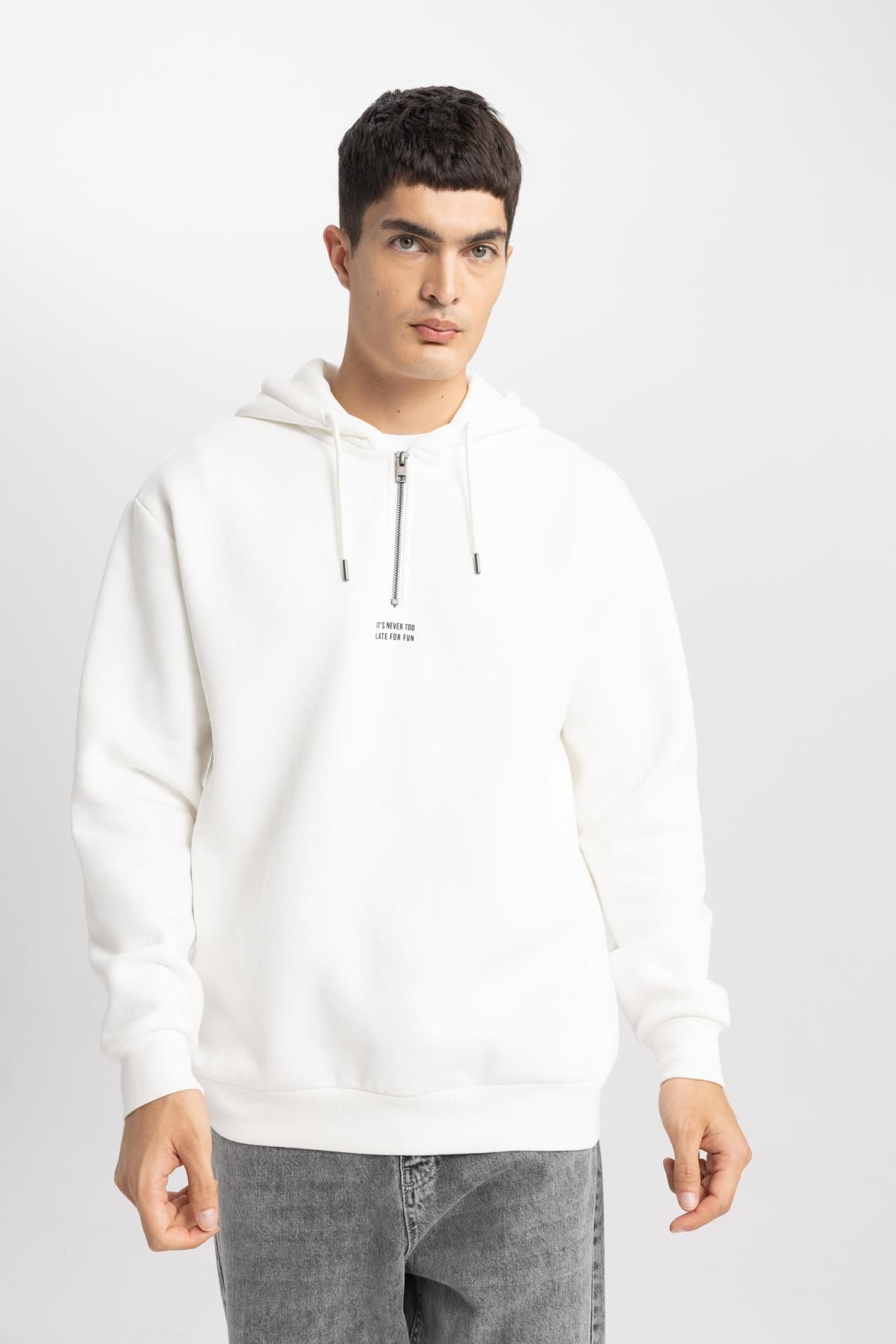 Defacto Oversize Fit Baskılı Kapüşonlu Sweatshirt B4847ax24sp